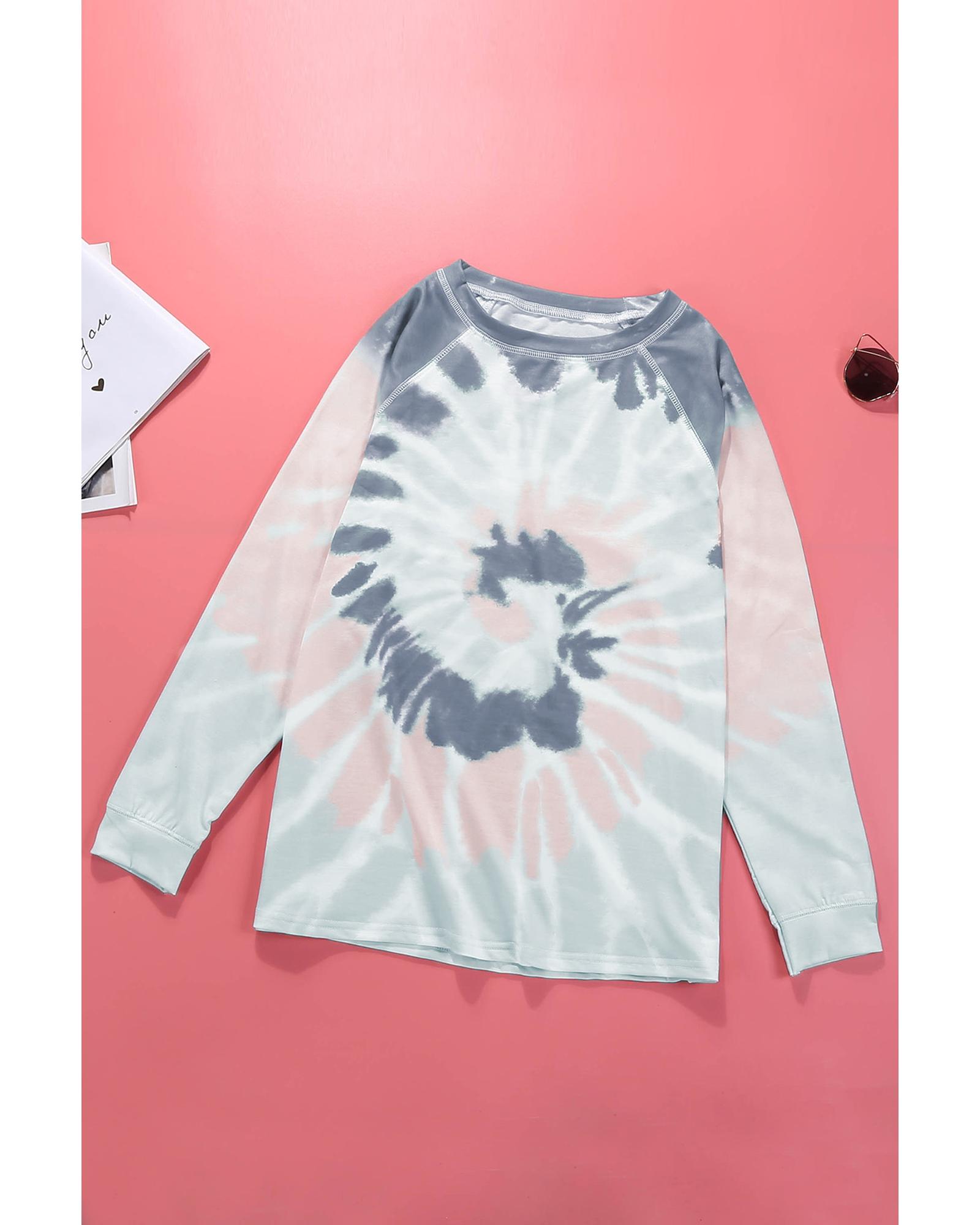 V539-AZEXDC253016-22-XL-202508280035-00 Multicolor Ombre Tie Dye Loose Leisure Sweatshirt - XL - Image 1