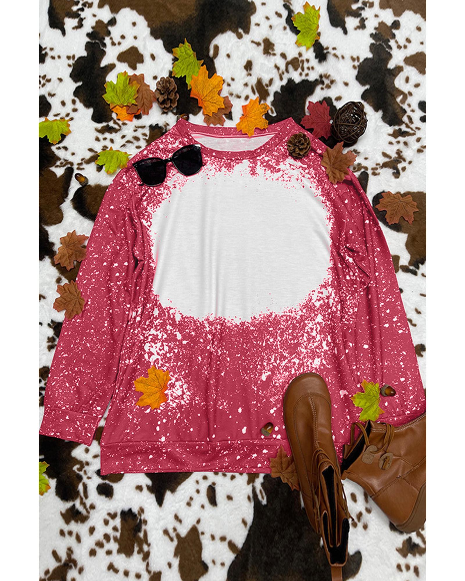 V539-AZEXDC25310375-3-M-202508270825-00 Red Tie-dyed Crew Neck Pullover Sweatshirt - M - Image 1