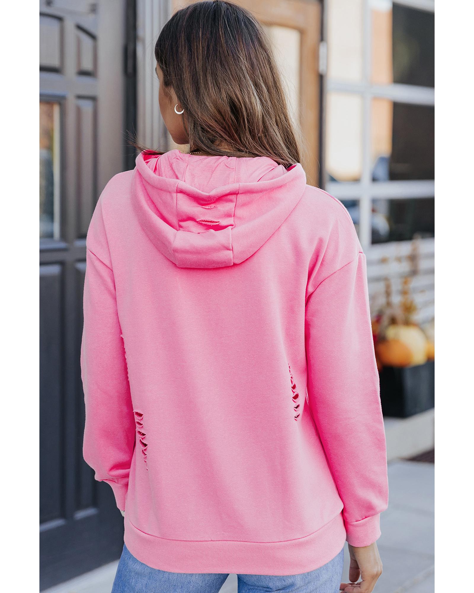 V539-AZEXDC25311957-10-2XL-202508261610-00 Azura Exchange Ripped Hooded Sweatshirt with Kangaroo Pocket - 2XL - Image 1