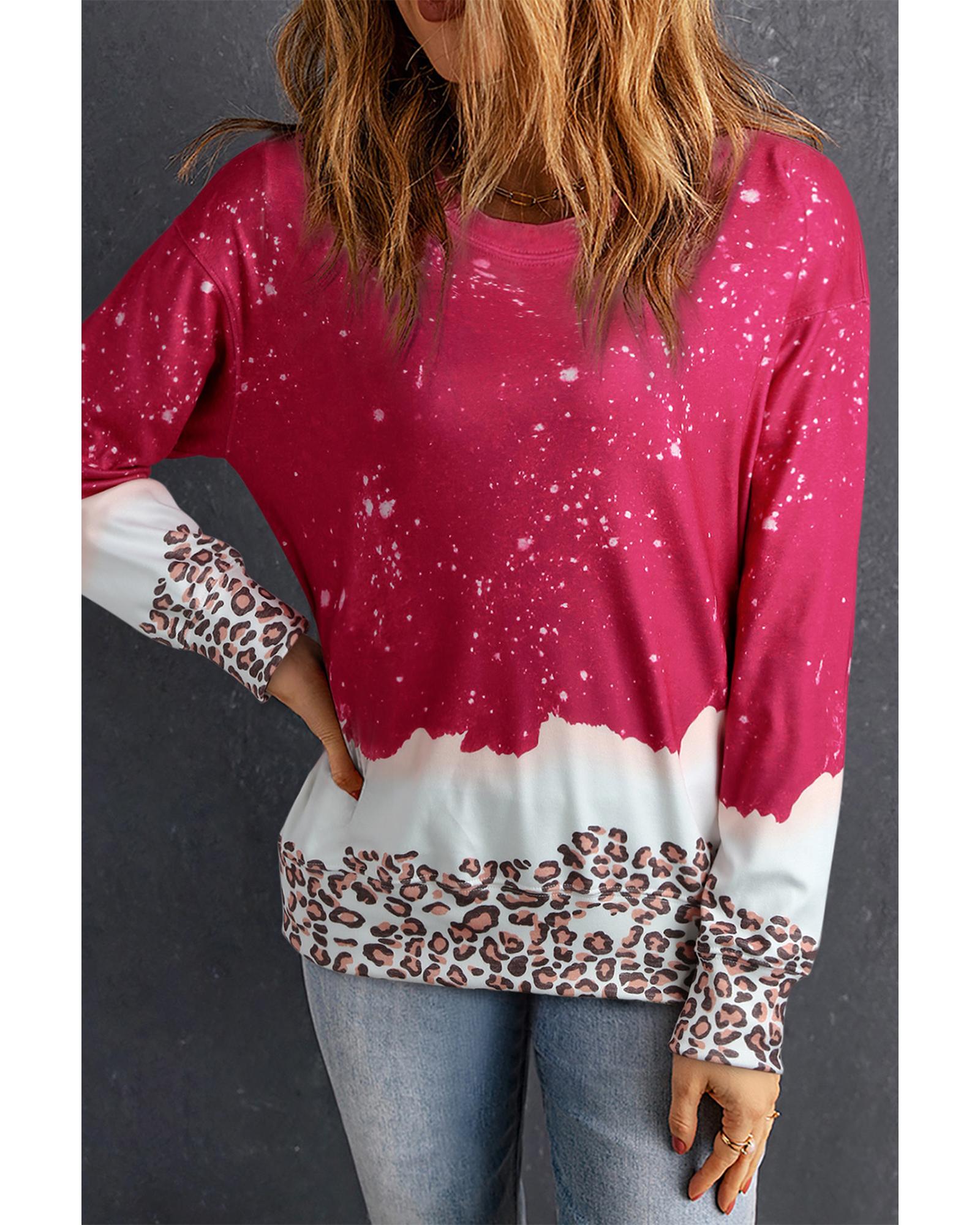 V539-AZEXDC25312493-3-S-202508260750-00 Azura Exchange Leopard Bleached Pullover Sweatshirt - S - Image 1