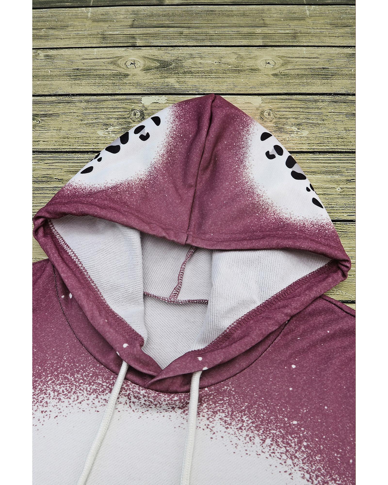 V539-AZEXDC25314540-3-L-202508280425-00 Leopard Tie Dye Print Kangaroo Pocket Pullover Hoodie - L - Image 1