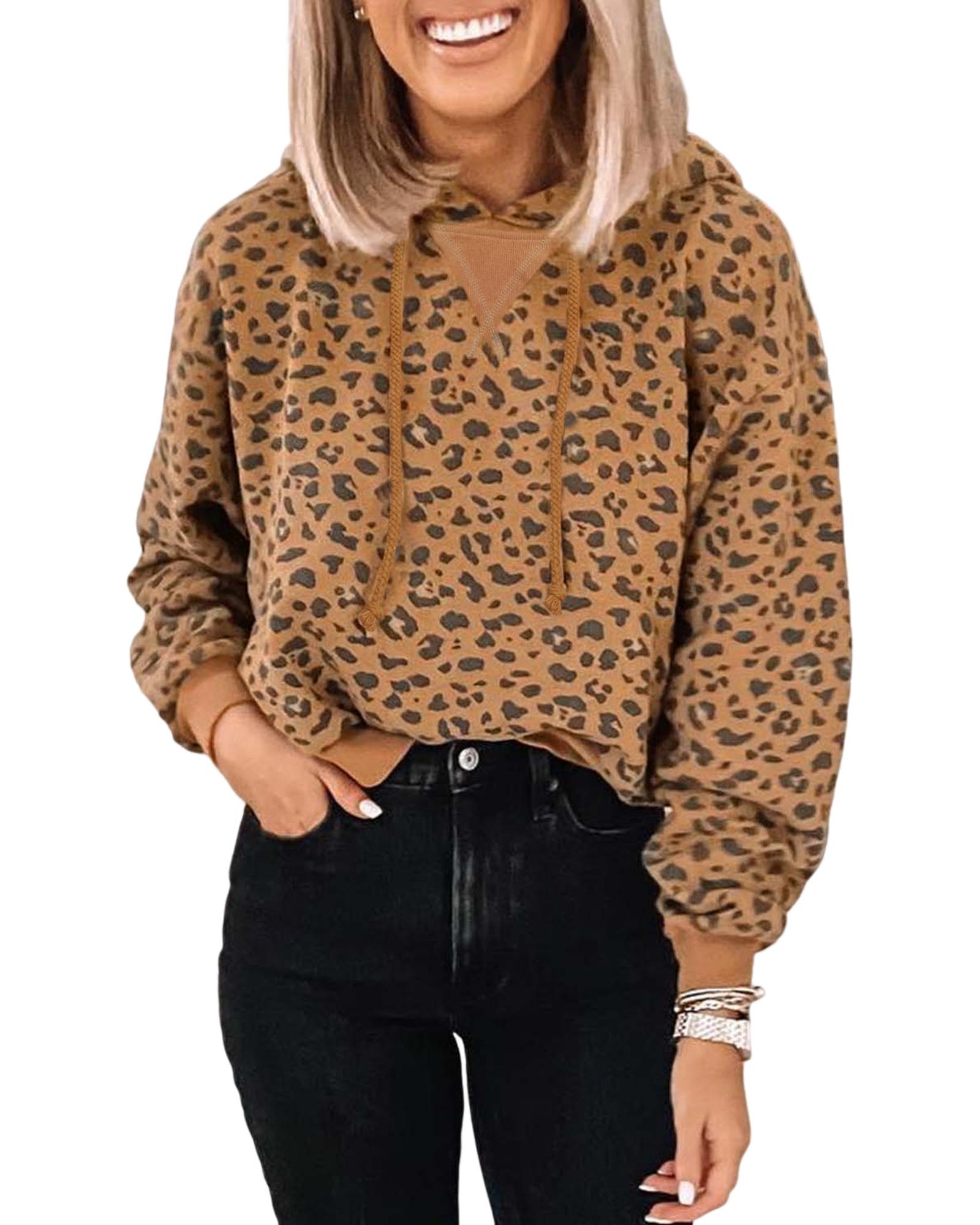 V539-AZEXDC25314803-20-S-202508290315-00 Azura Exchange Leopard Long Sleeve Cropped Hoodie - S - Image 1