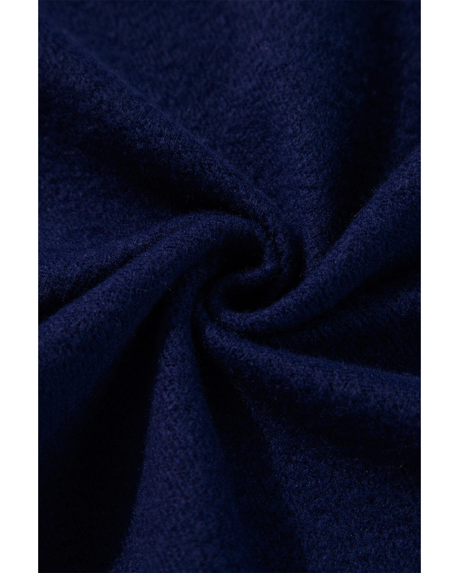 V539-AZEXDC25315884-P605-L-202508300200-00 Navy Blue Solid Color Fleece Lined Zip up Hoodie - L - Image 1