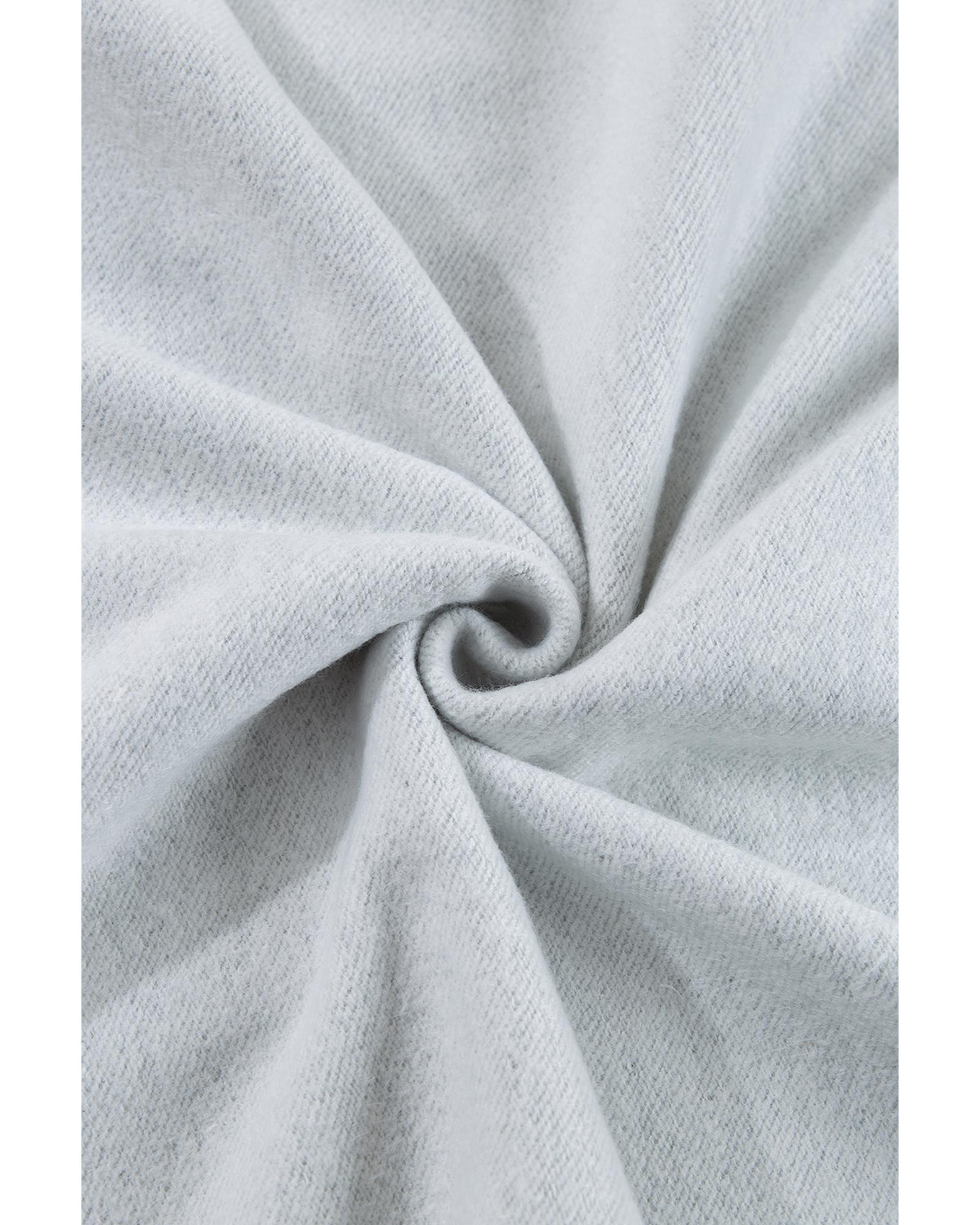 V539-AZEXDC25316626-P1011-L-202508271750-00 Light Grey Fleece Lined Half Zipper Kangaroo Pockets Loose Hoodie - L - Image 1