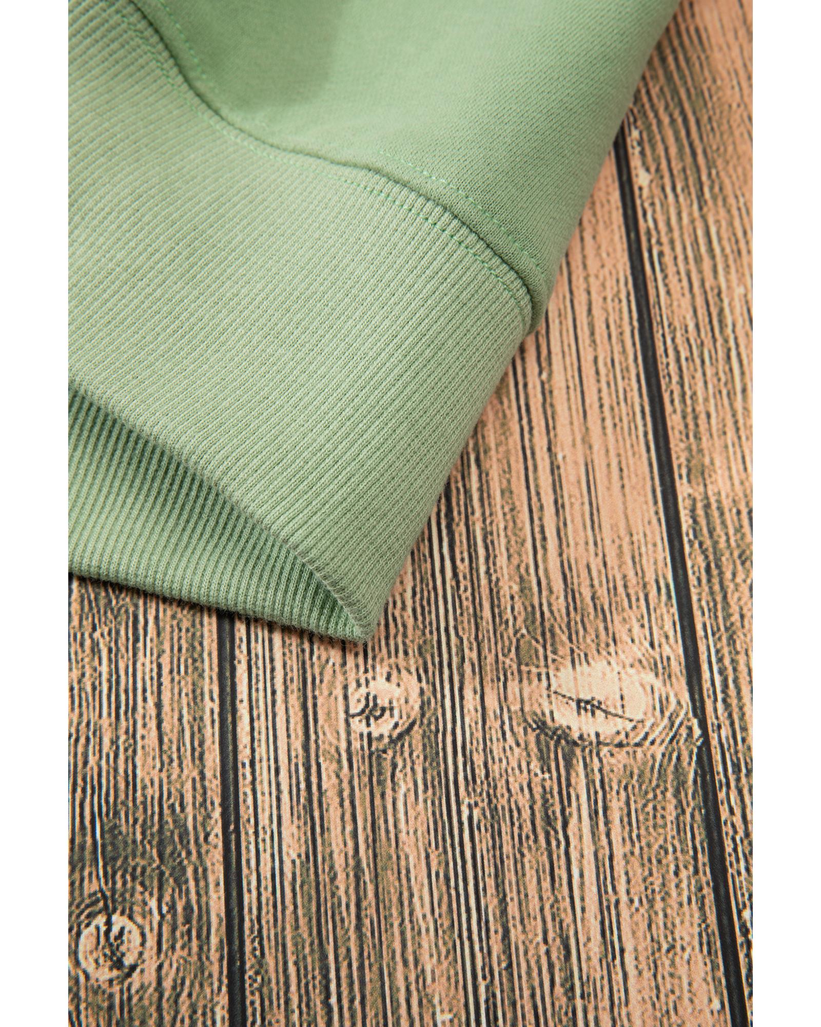 V539-AZEXDC25317289-P2809-S-202506130551-00 Smoke Green Solid Fleece Lined Drop Shoulder Terry Sweatshirt - S - Image 1