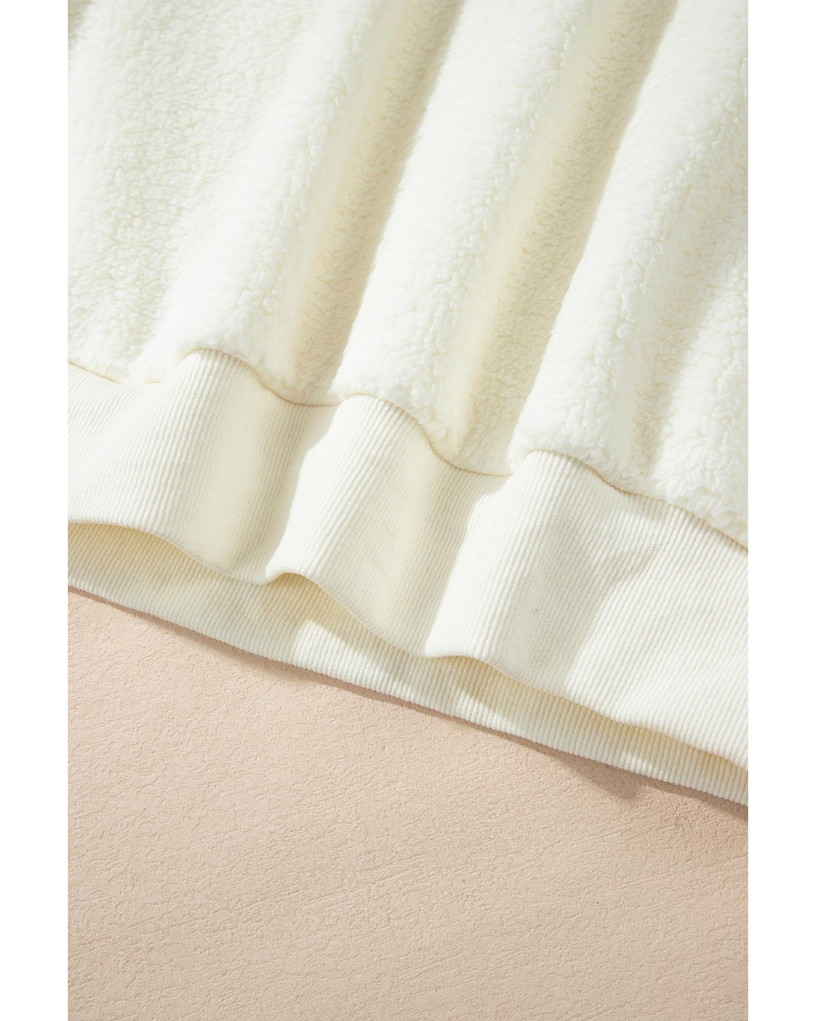 V539-AZEXDC25317511-P15-M-202508291740-00 Beige Sherpa HOWDY Patched Pullover Sweatshirt - M - Image 1