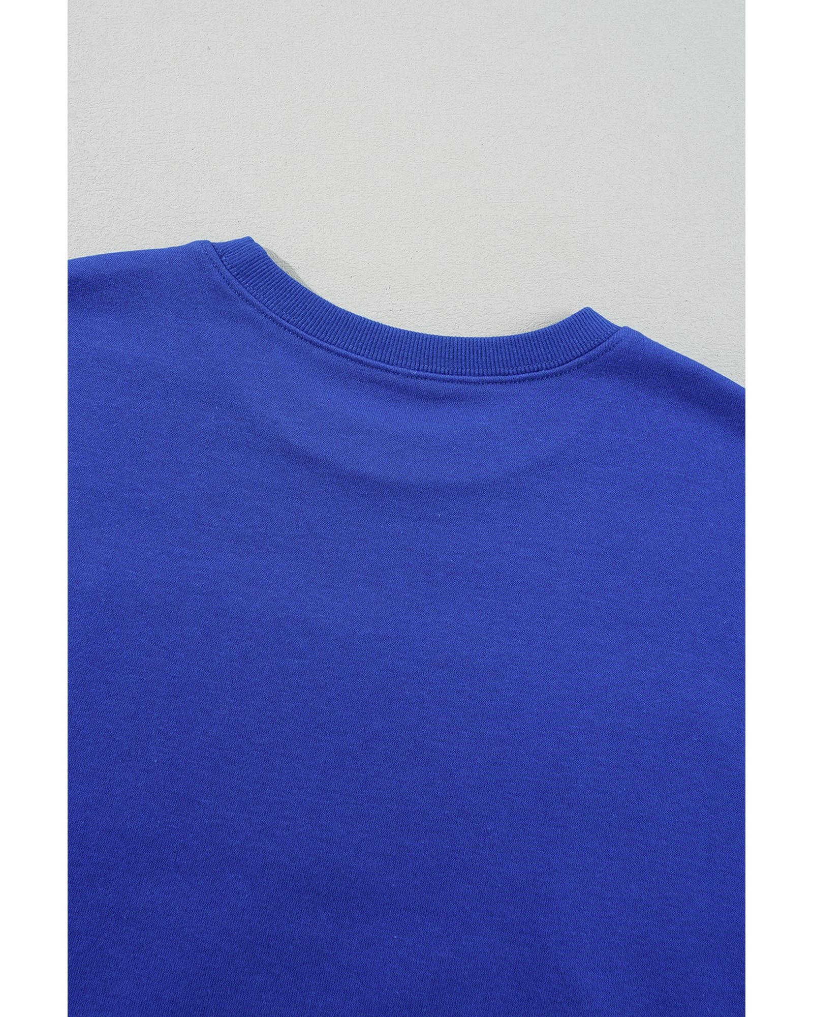 V539-AZEXDC25318033-P5-L-202508291900-00 Dark Blue Game Day Crew Neck Graphic Pullover Sweatshirt - L - Image 1