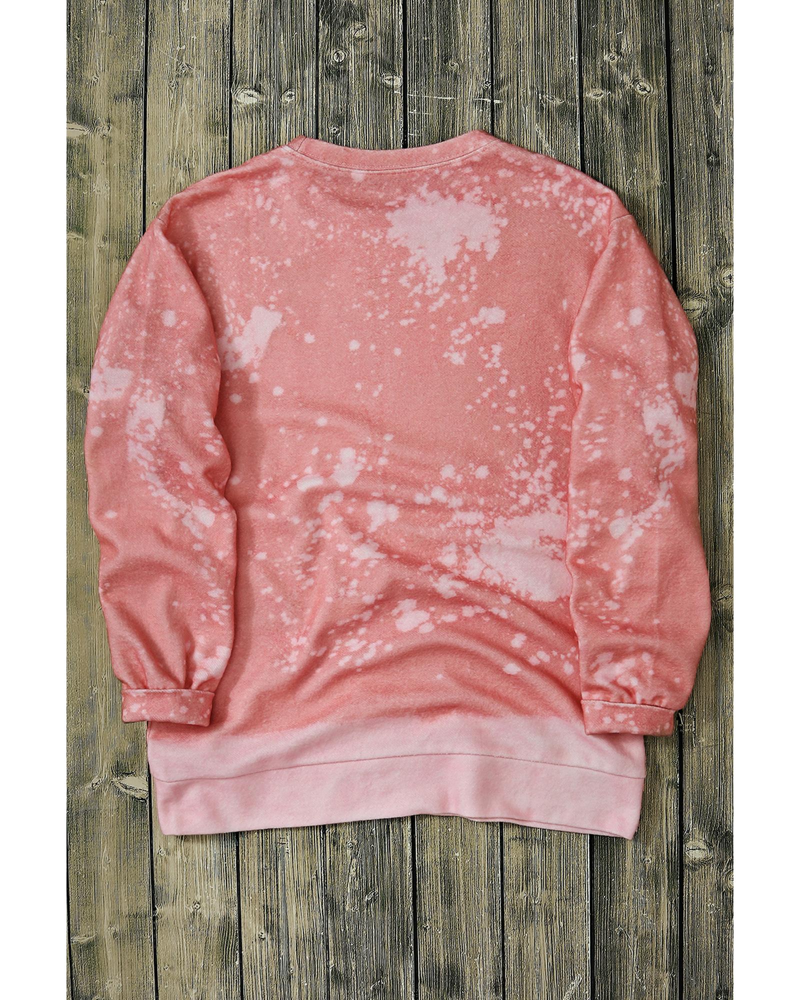 V539-AZEXDC25318321-10-S-202506130326-00 Pink Tie Dye Autumn Pumpkin Graphic Drop Shoulder Sweatshirt - S - Image 1