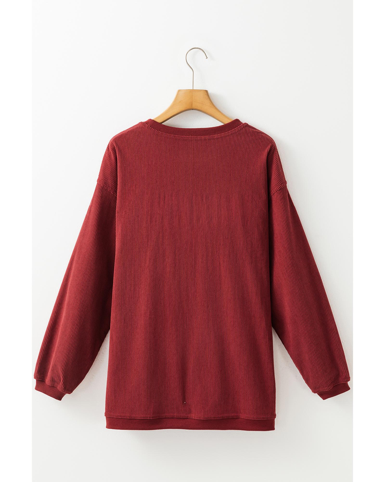 V539-AZEXDC25318804-P603-M-202508300505-00 Racing Red MERRY Graphic Corded Christmas Sweatshirt - M - Image 1