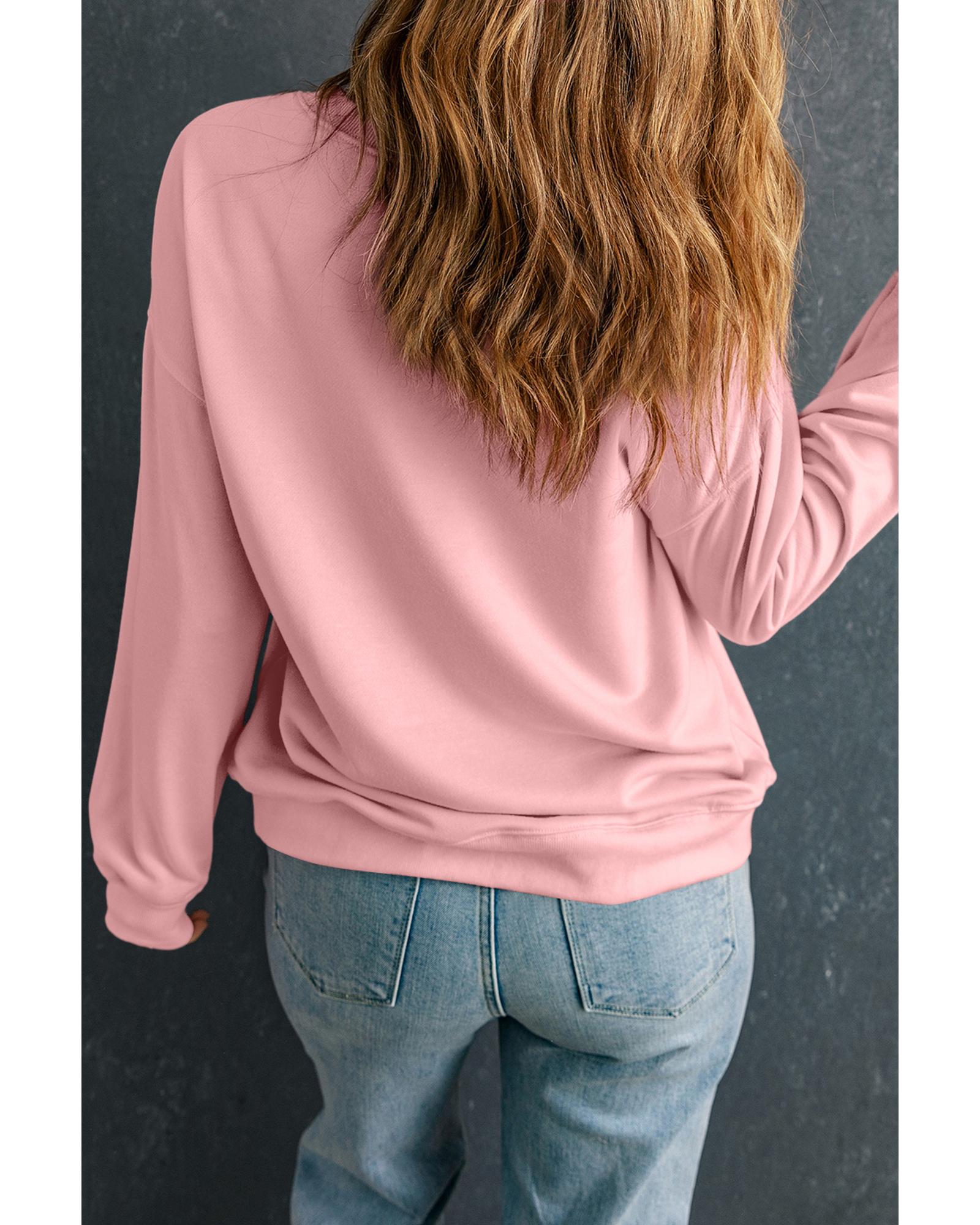 V539-AZEXDC25319270-10-2XL-202508290030-00 Pink Sequin Heart XOXO Graphic Drop Shoulder Valentines Sweatshirt - 2XL - Image 1