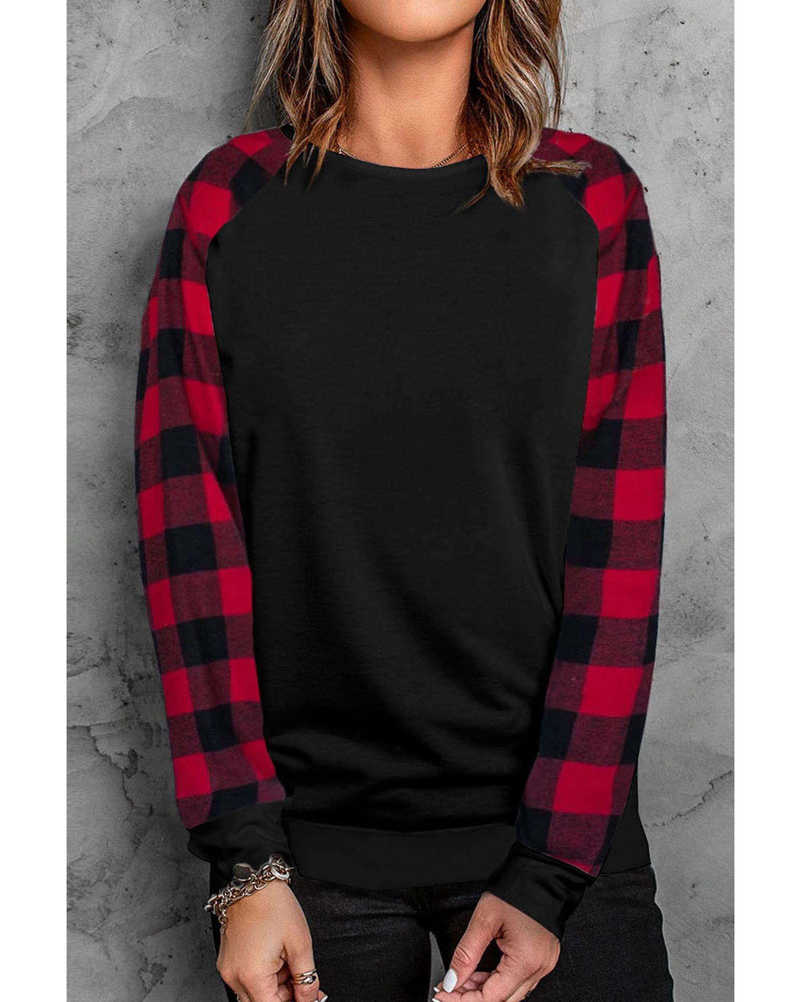 V539-AZEXDC2532215-2-S-161522-00 Azura Exchange Plaid Long Sleeve Sweatshirt - S - Image 1