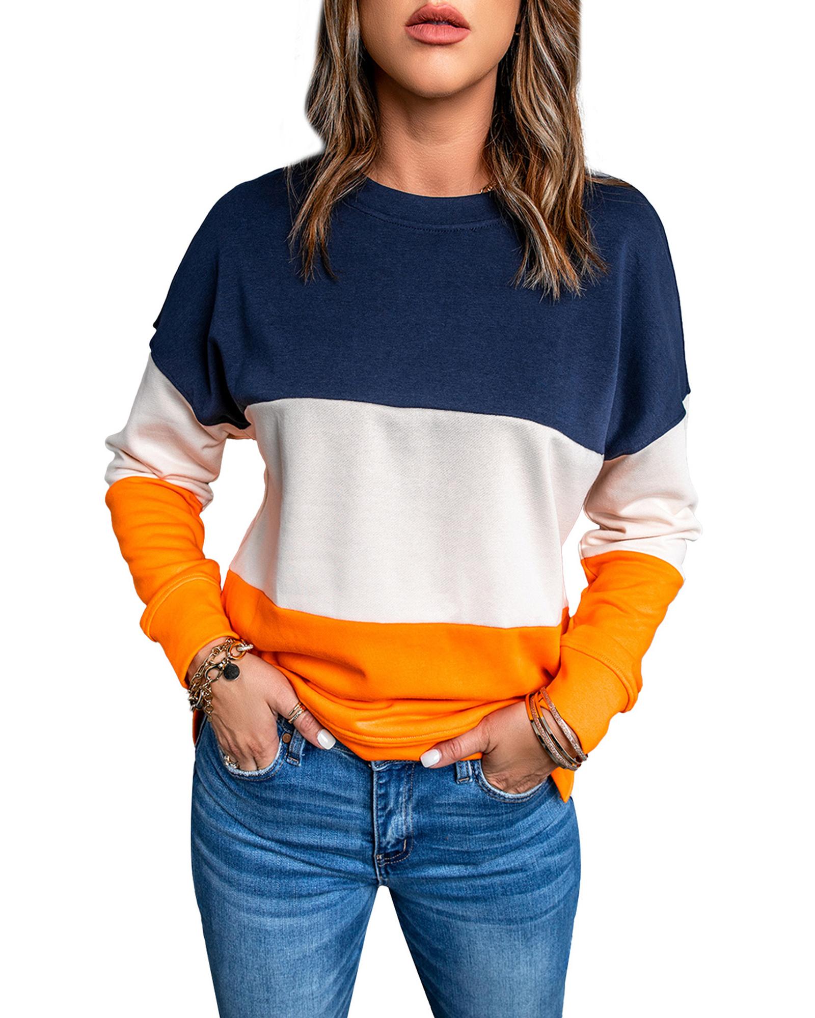 V539-AZEXDC2532980-14-2XL-202508252340-00 Azura Exchange Colorblock Sweatshirt with Contrast Stitching and Slits - 2XL - Image 1