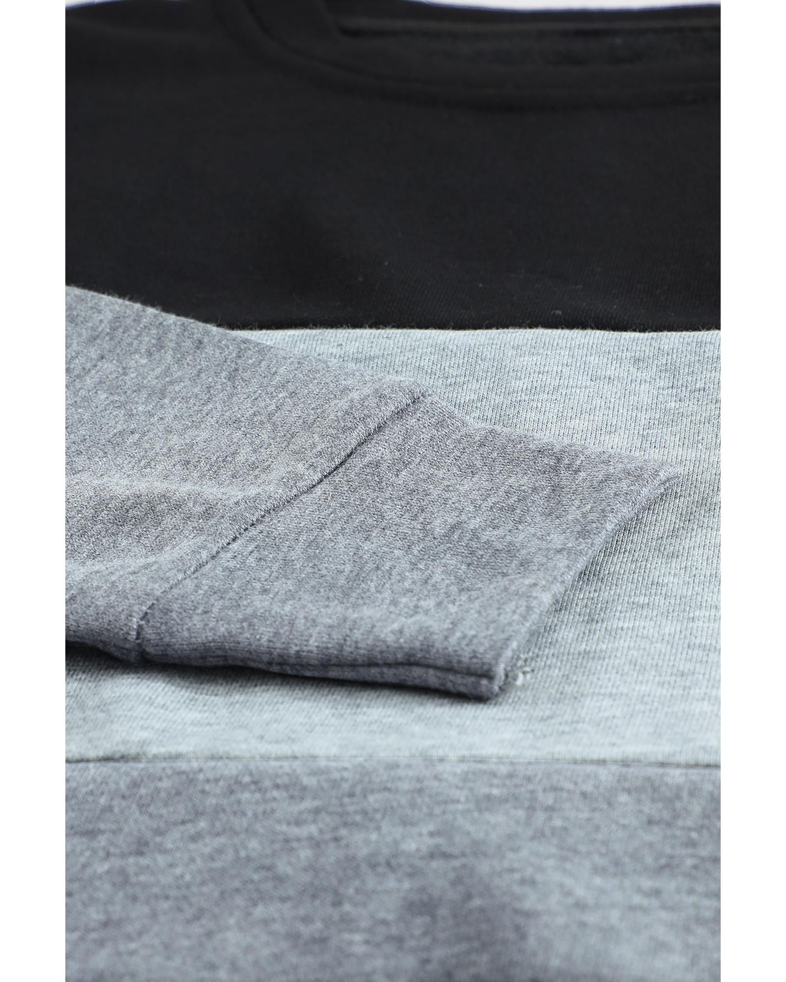 V539-AZEXDC2532980-2-L-202509010135-00 Azura Exchange Black Contrast Stitching Sweatshirt with Slits - L - Image 1