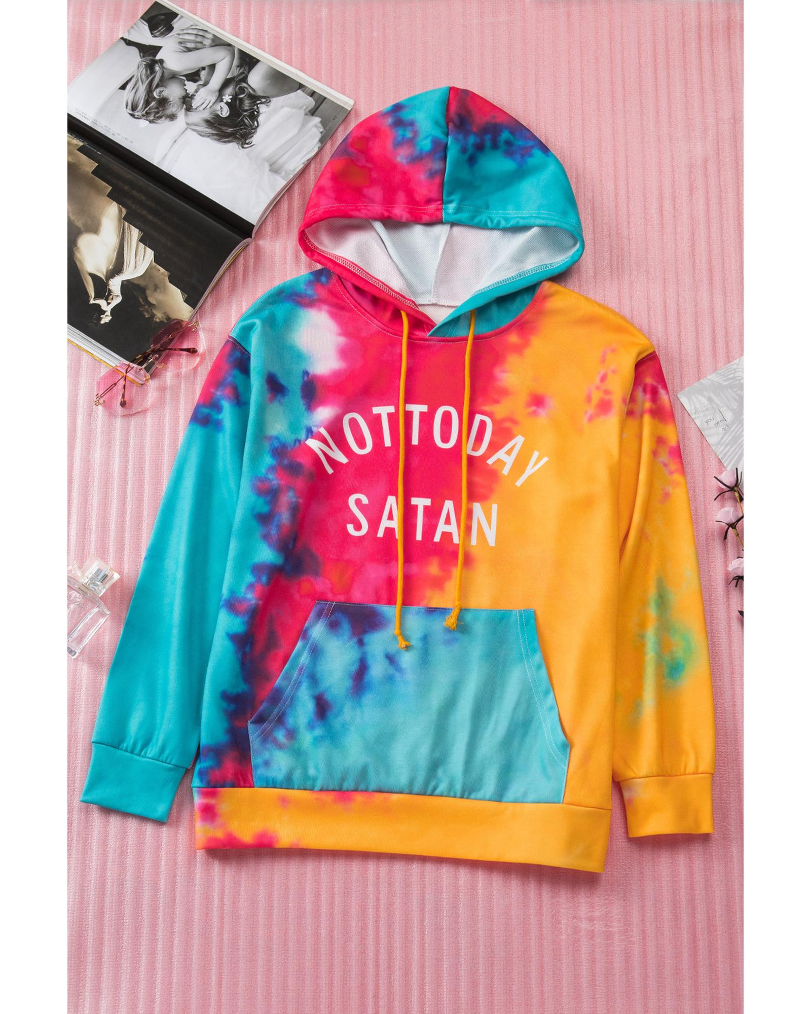 V539-AZEXDC2539899-22-S-202508290720-00 Azura Exchange Not Today Satan Tie Dye Hoodie - 95% Polyester 5% Elastane - S - Image 1