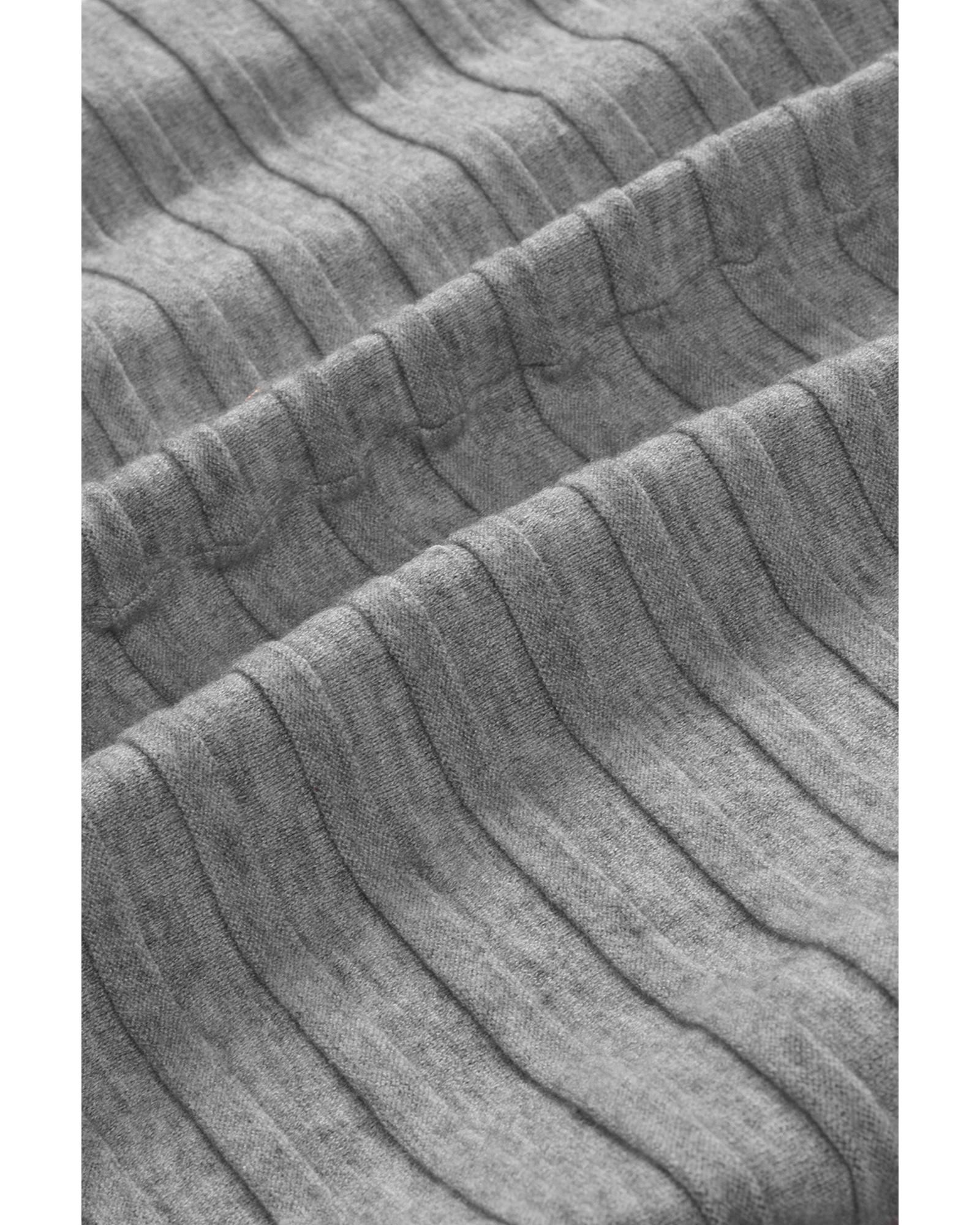 V539-AZEXDC2541255-11-S-202506131011-00 Gray Ribbed Open Front Knit Cardigan - S - Image 1