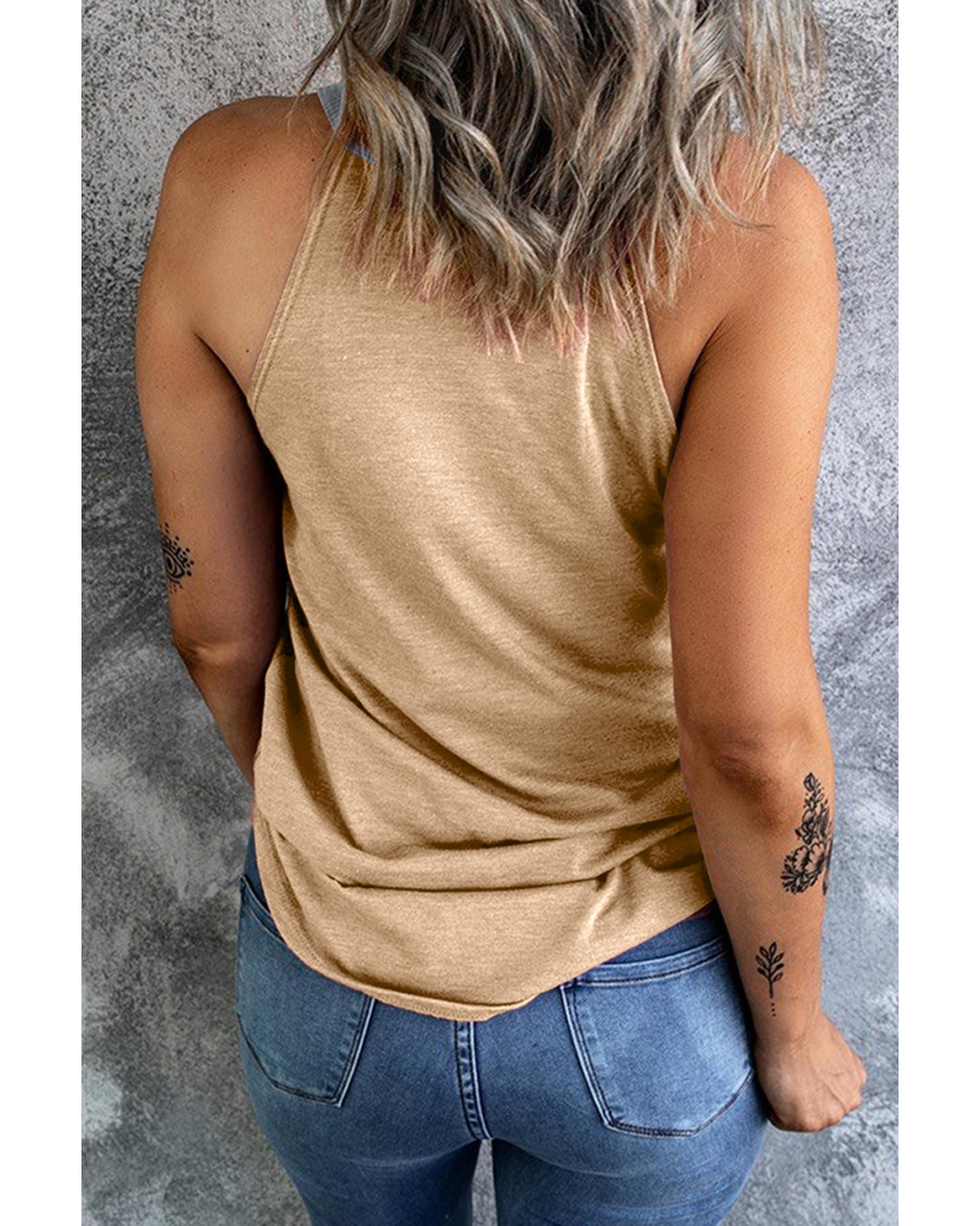 V539-AZEXDC25612106-P4016-XL-202508281510-00 Light French Beige Geometric Color Block Sleeveless Top - XL - Image 1