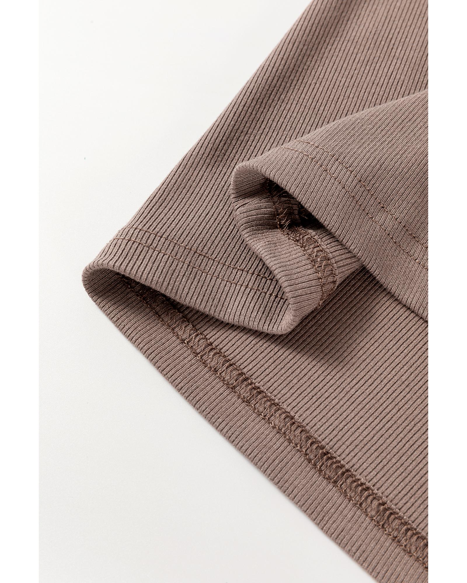 V539-AZEXDC25612465-P7016-S-202506131415-00 Smoke Gray Ribbed Knit Colorblock Edge U Neck Slim Fit Tank Top - S - Image 1