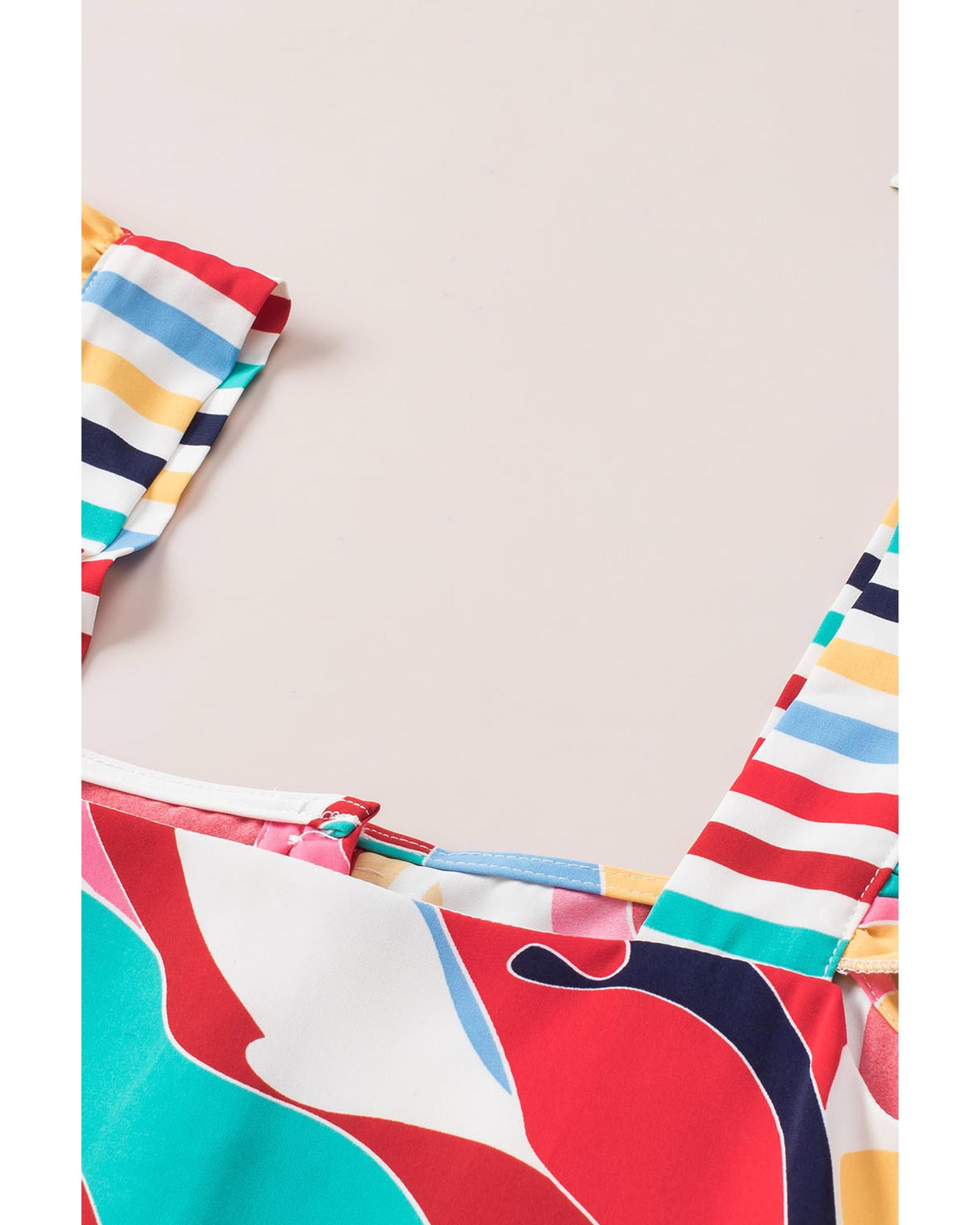 V539-AZEXDC2569422-22-S-202506131430-00 Multicolor Square Neck Abstract Print Tank Top - S - Image 1