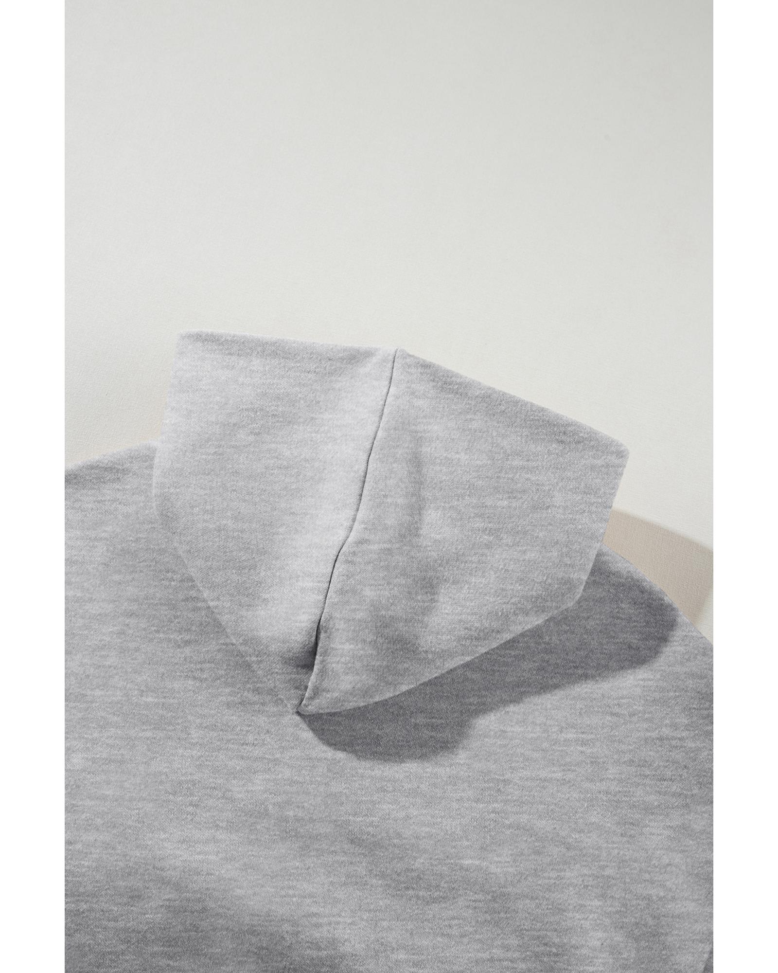 V539-AZEXDC2611672-P11-2XL-202508292350-00 Gray Solid Exposed Seams Hoodie and Joggers Activewear Set - 2XL - Image 1