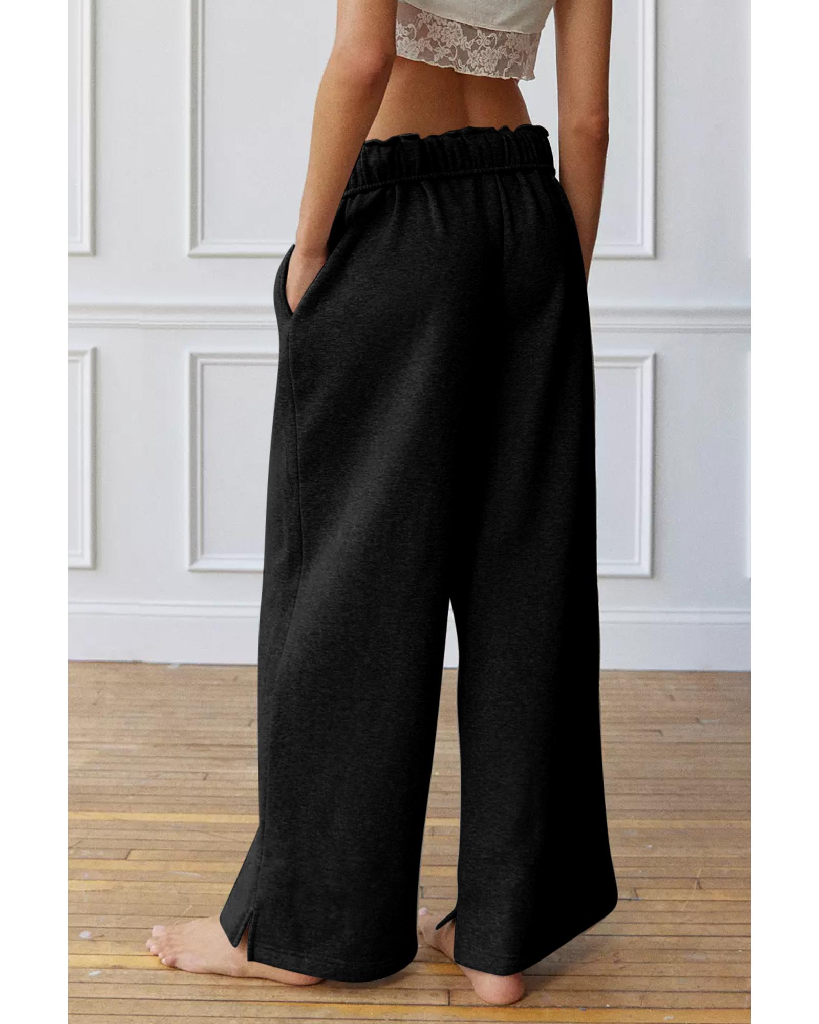 V539-AZEXDC265570-P2-L-202508271320-00 Black Elastic High Waist Drawstring Sweatpants - L - Image 1