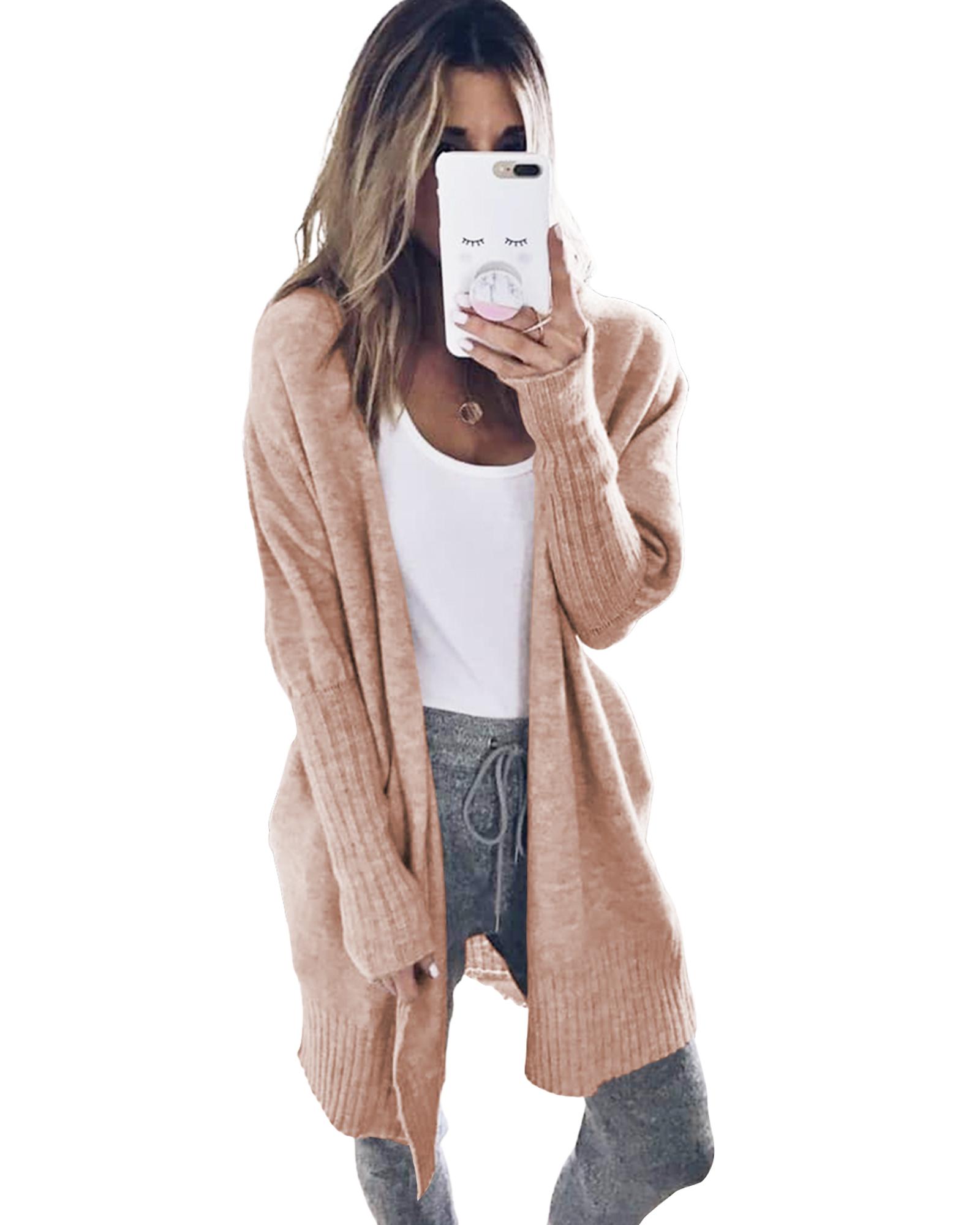 V539-AZEXDC2711326-P7016-M-202508282045-00 Smoke Gray Ribbed Trim Puff Sleeve Open Cardigan - M - Image 1