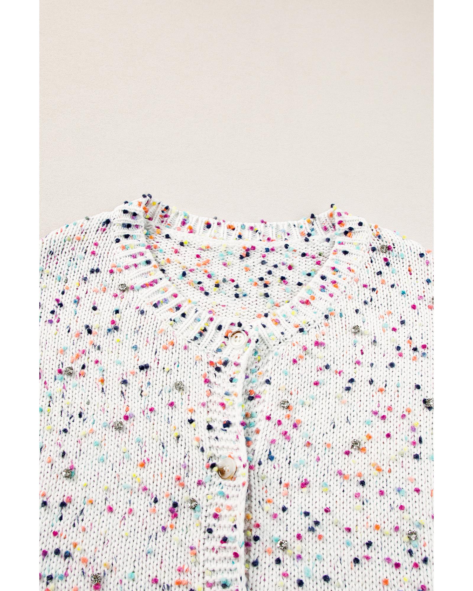 V539-AZEXDC2711711-P1-XL-202508281520-00 White Multicolor Confetti Sweater Cardigan - XL - Image 1