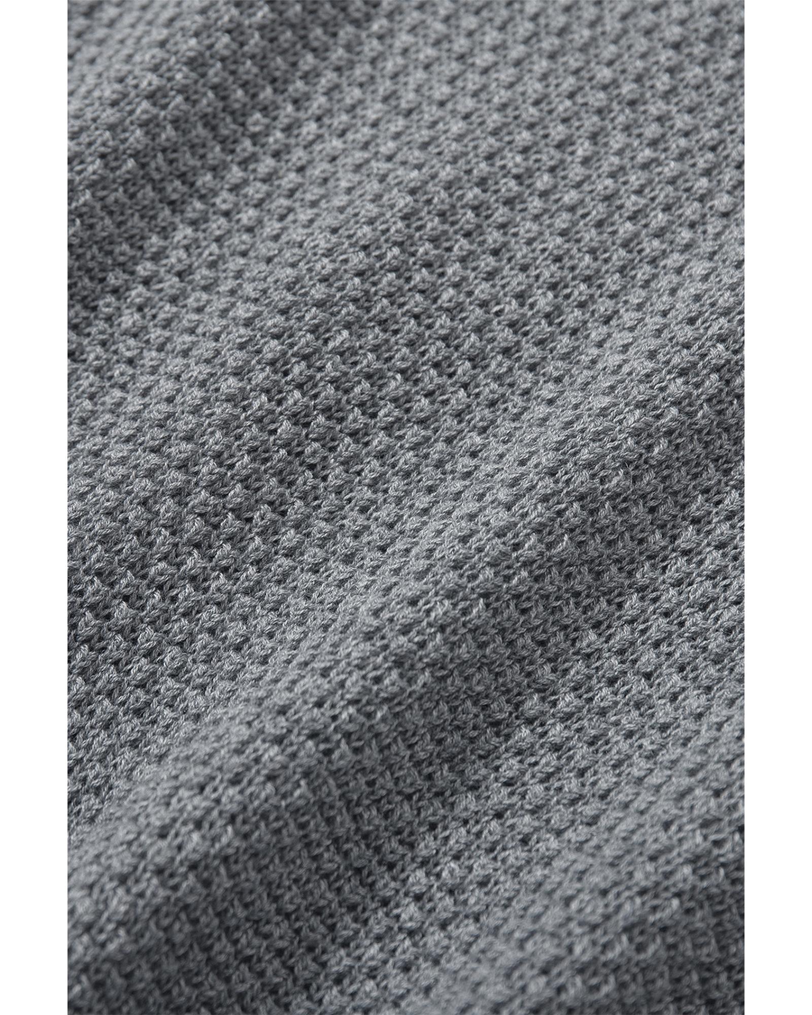 V539-AZEXDC2721110-11-S-202506132132-00 Gray Henley Pullover Drop Shoulder Sweater with Slits - S - Image 1