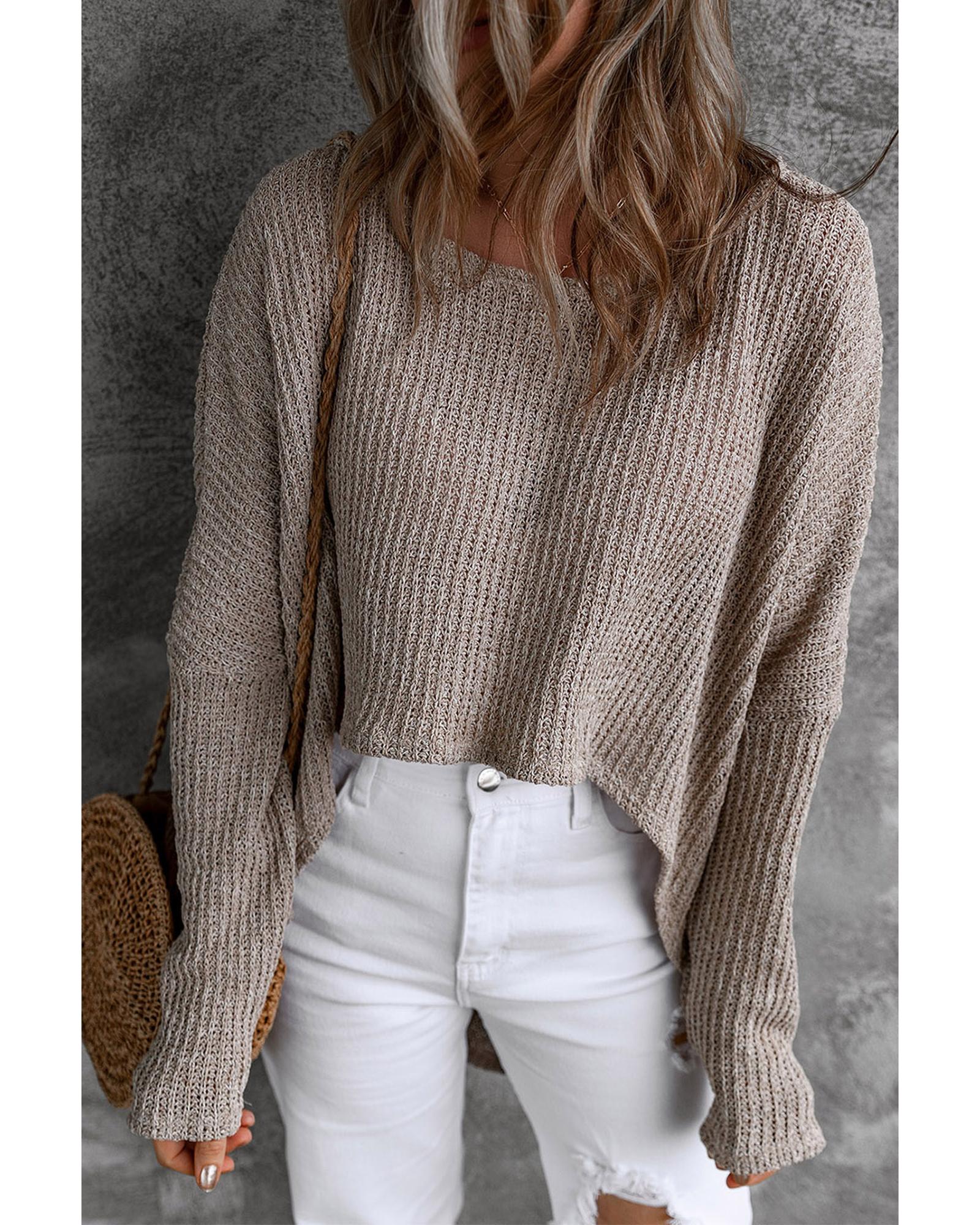 V539-AZEXDC2722949-11-L-202508291715-00 Gray Slouchy Dolman Sleeve High Low Sweater - L - Image 1