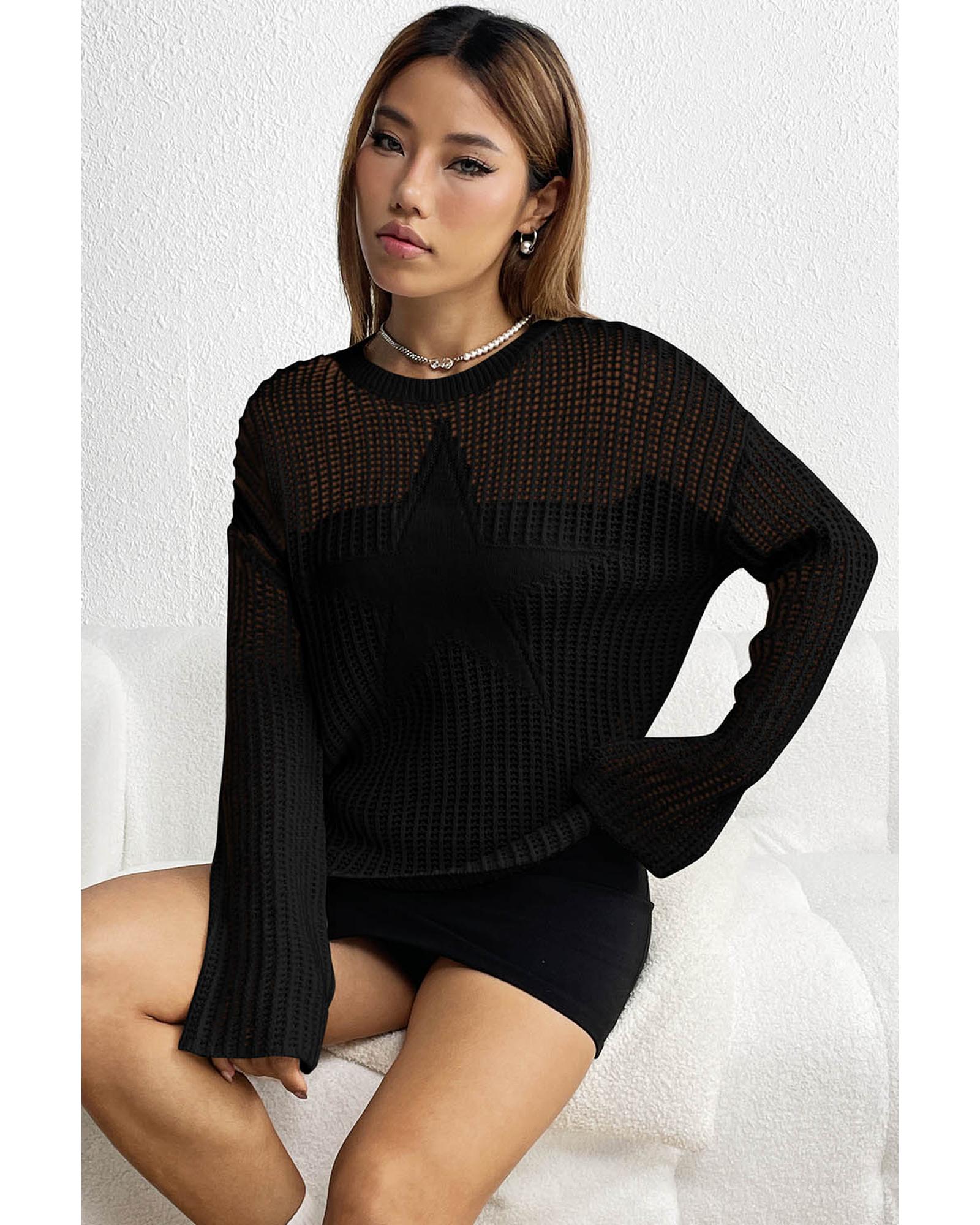 V539-AZEXDC2723220-2-S-202508281945-00 Black Seeing Stars Oversized Sweater - S - Image 1