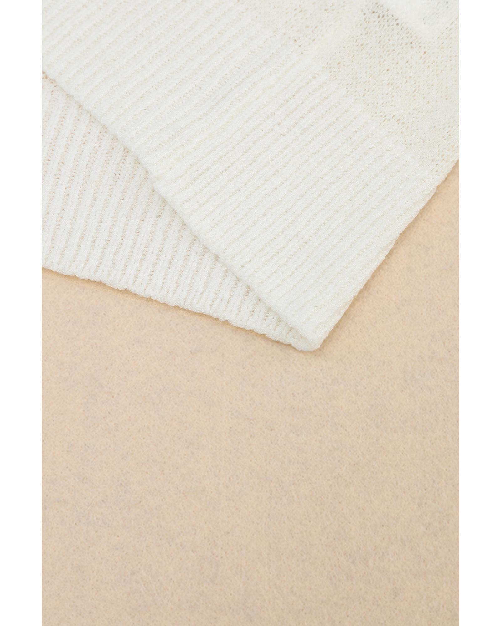 V539-AZEXDC2723233-1-M-202508291930-00 White Colorful Star Pattern Loose Sweater - M - Image 1