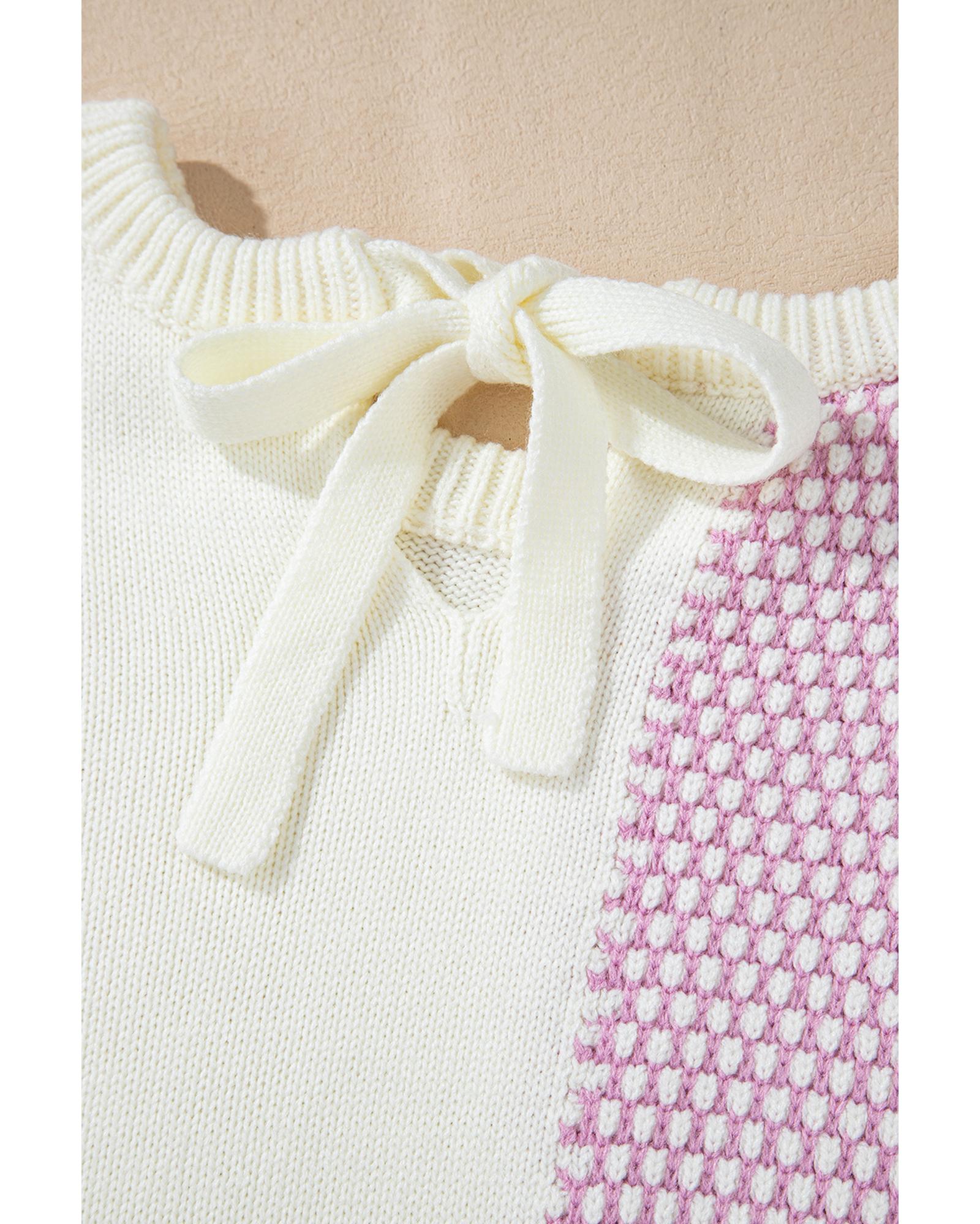 V539-AZEXDC2723462-P3010-L-202508300535-00 Bonbon Neutral Colorblock Tie Back Sweater - L - Image 1