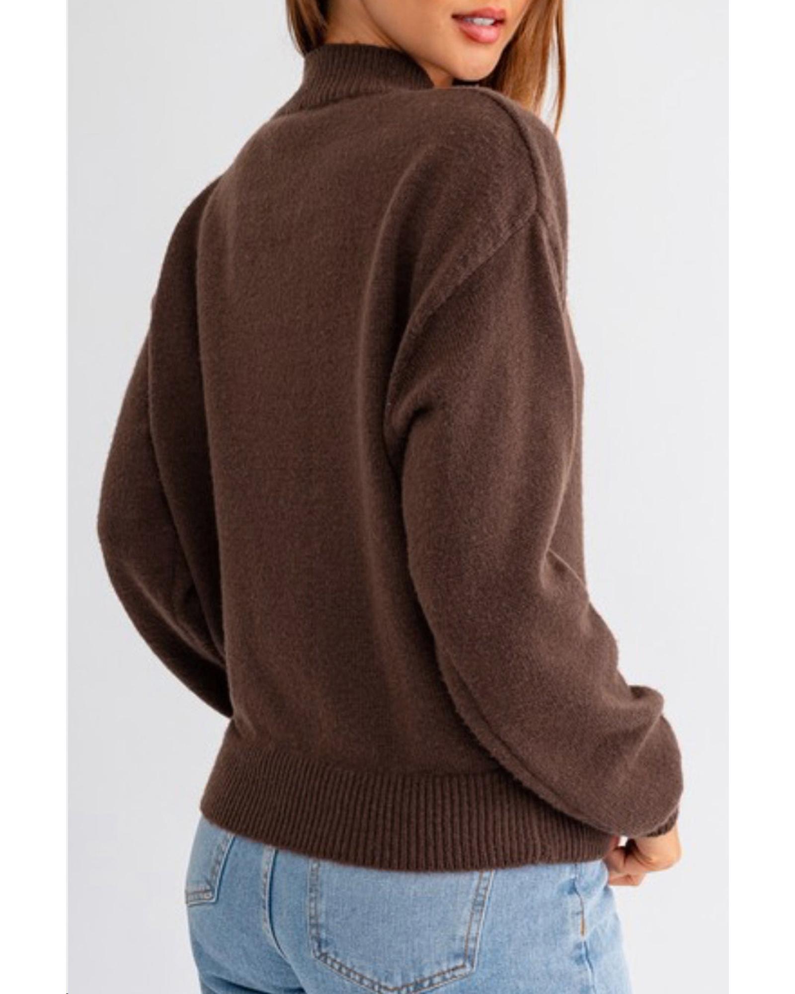 V539-AZEXDC2725523-P1017-L-202506132326-00 Coffee Western Howdy Boot Graphic High Neck Sweater - L - Image 1