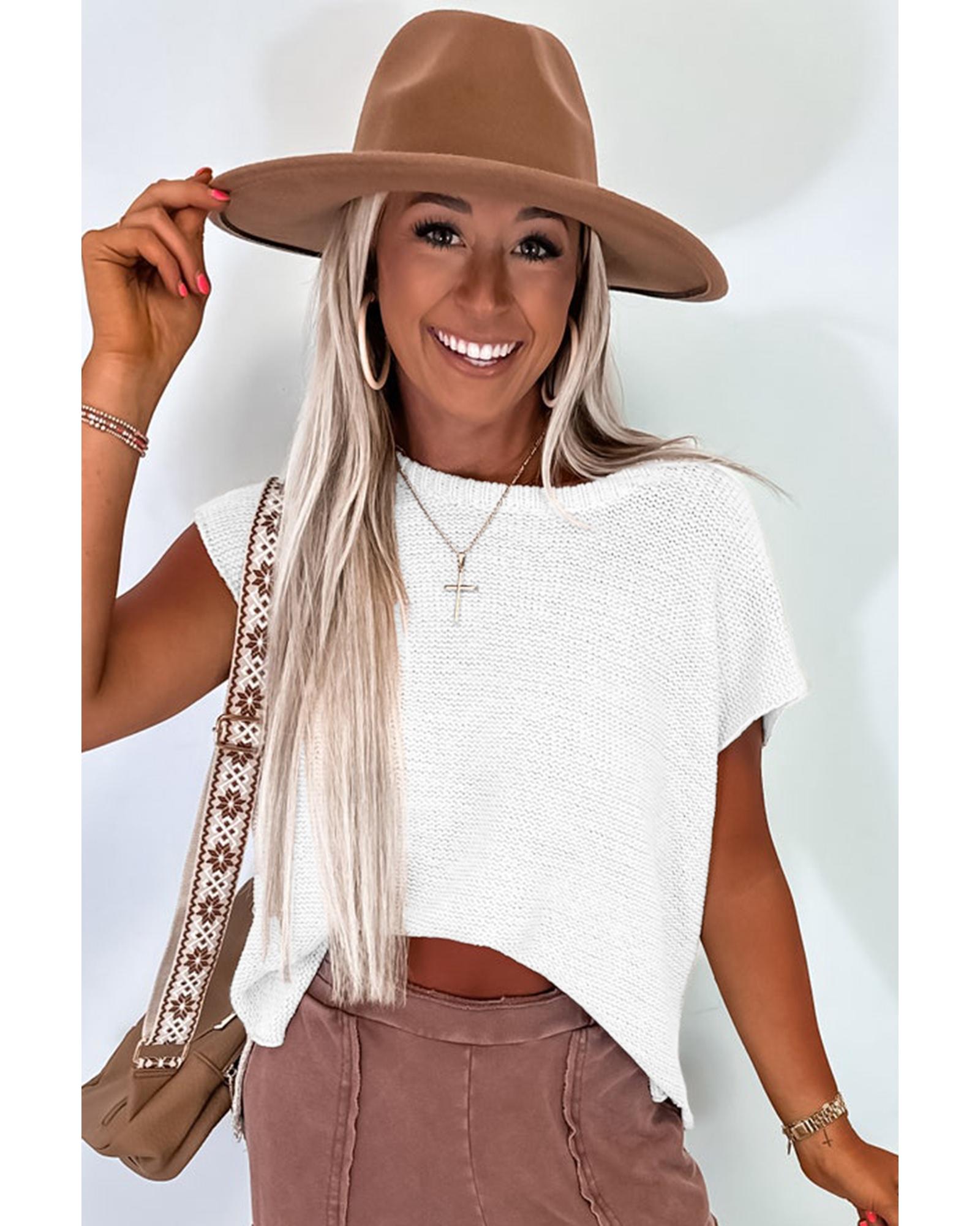 V539-AZEXDC277740-P2015-M-202508281545-00 Jet Stream Solid Color Sweater Tee with Side Slits - M - Image 1