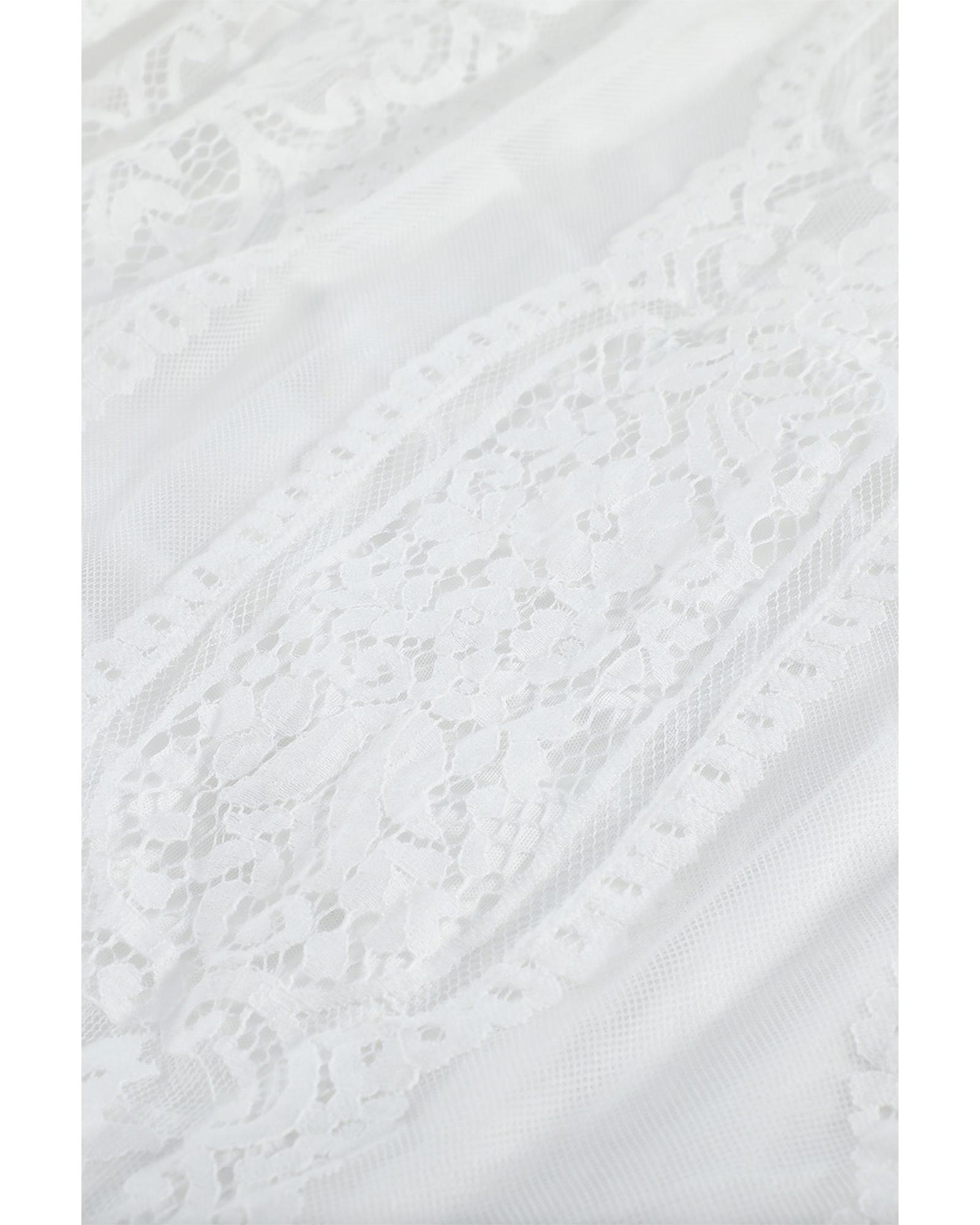 V539-AZEXDC611316-1-M-202508300215-00 Azura Exchange White Blue Fill Your Heart Lace Maxi Dress - M - Image 1