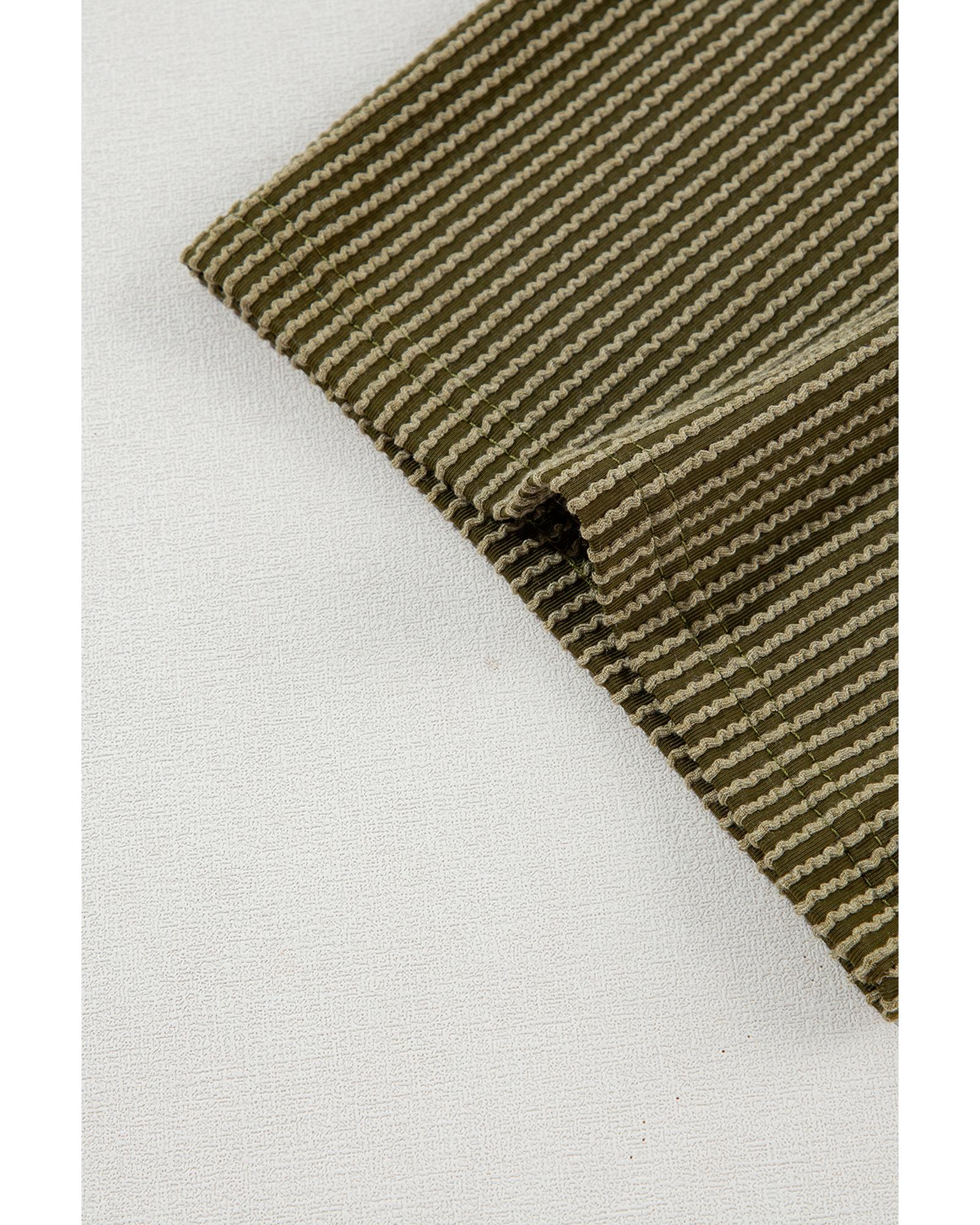 V539-AZEXDC625586-P609-L-202508292340-00 Jungle Green Ribbed Textured Knit Loose Fit Tee and Shorts Set - L - Image 1