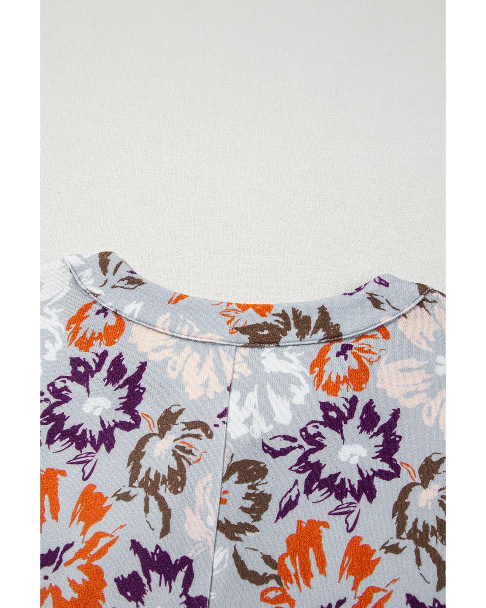 V539-AZEXDC6414064-P420-S-202506150411-00 Sky Blue Floral Sleeveless Buttoned Pocketed Wide Leg Jumpsuit - S - Image 1