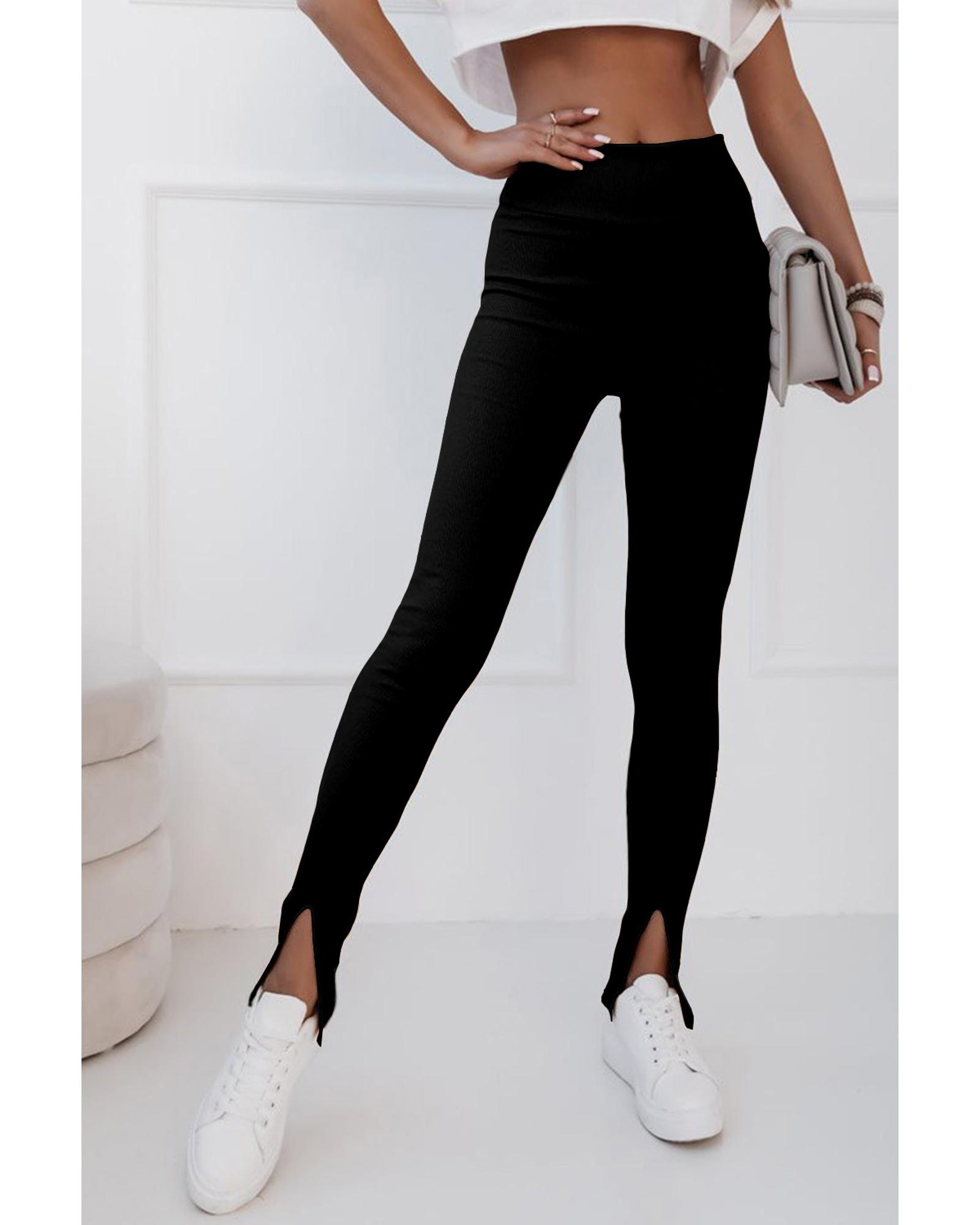 V539-AZEXDC761193-2-S-164990-00 Azura Exchange High Waist Slit Leggings - S - Image 1