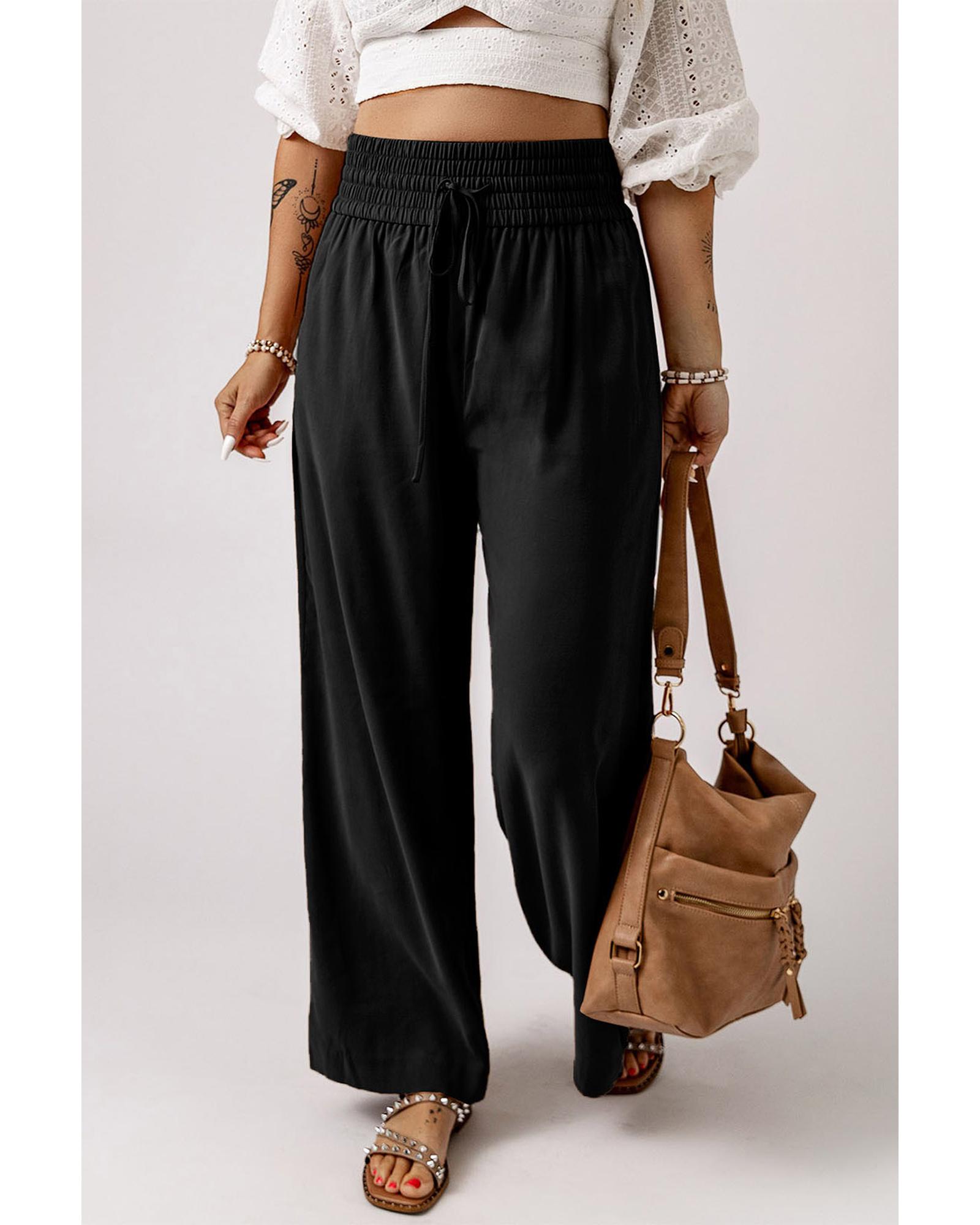V539-AZEXDC7711538-2-S-165640-00 Azura Exchange Casual Wide Leg Pants with Drawstring Elastic Waist - S - Image 1