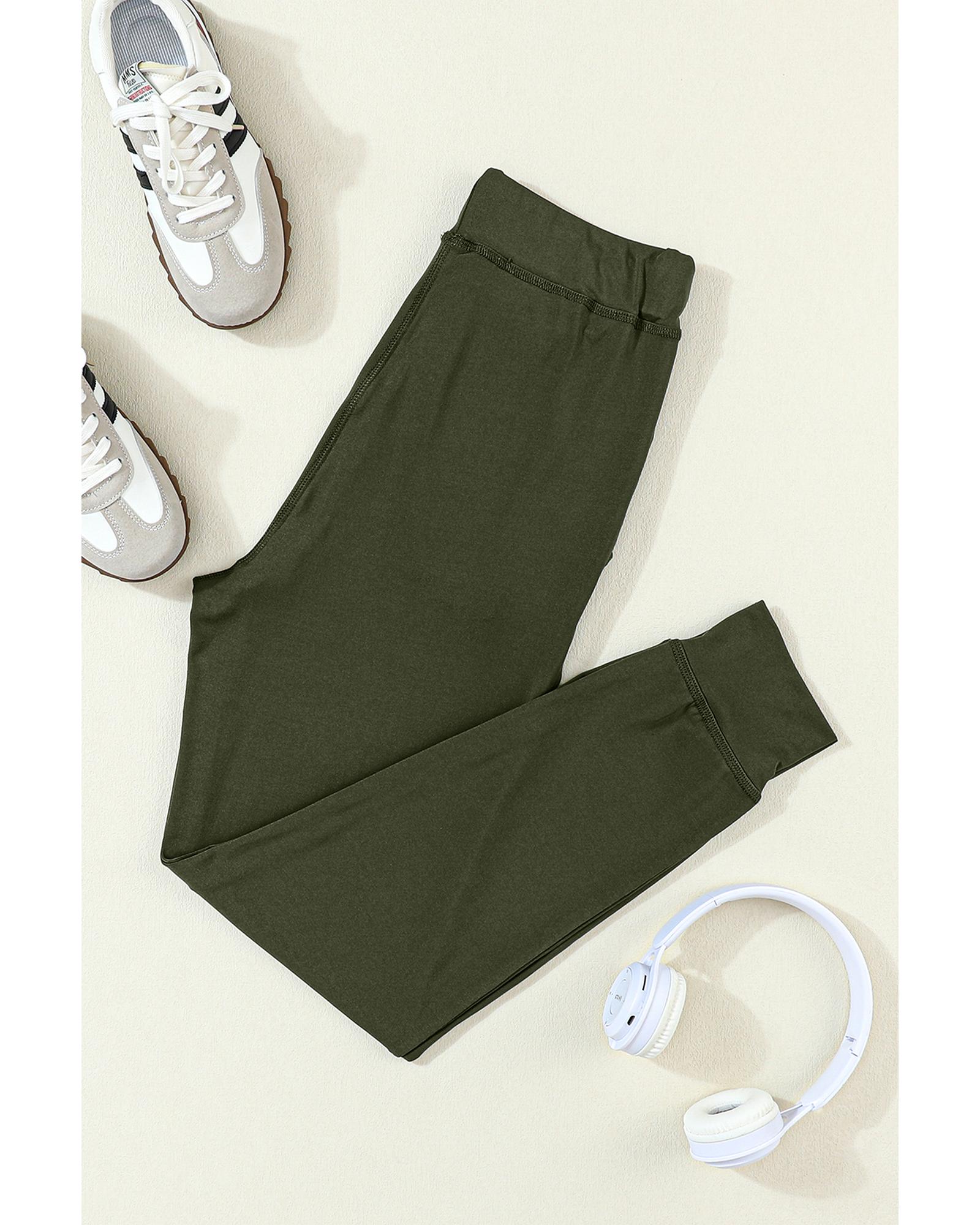 V539-AZEXDC7711553-P1609-XL-202508281710-00 Moss Green Drawstring Waist Pocketed Joggers - XL - Image 1