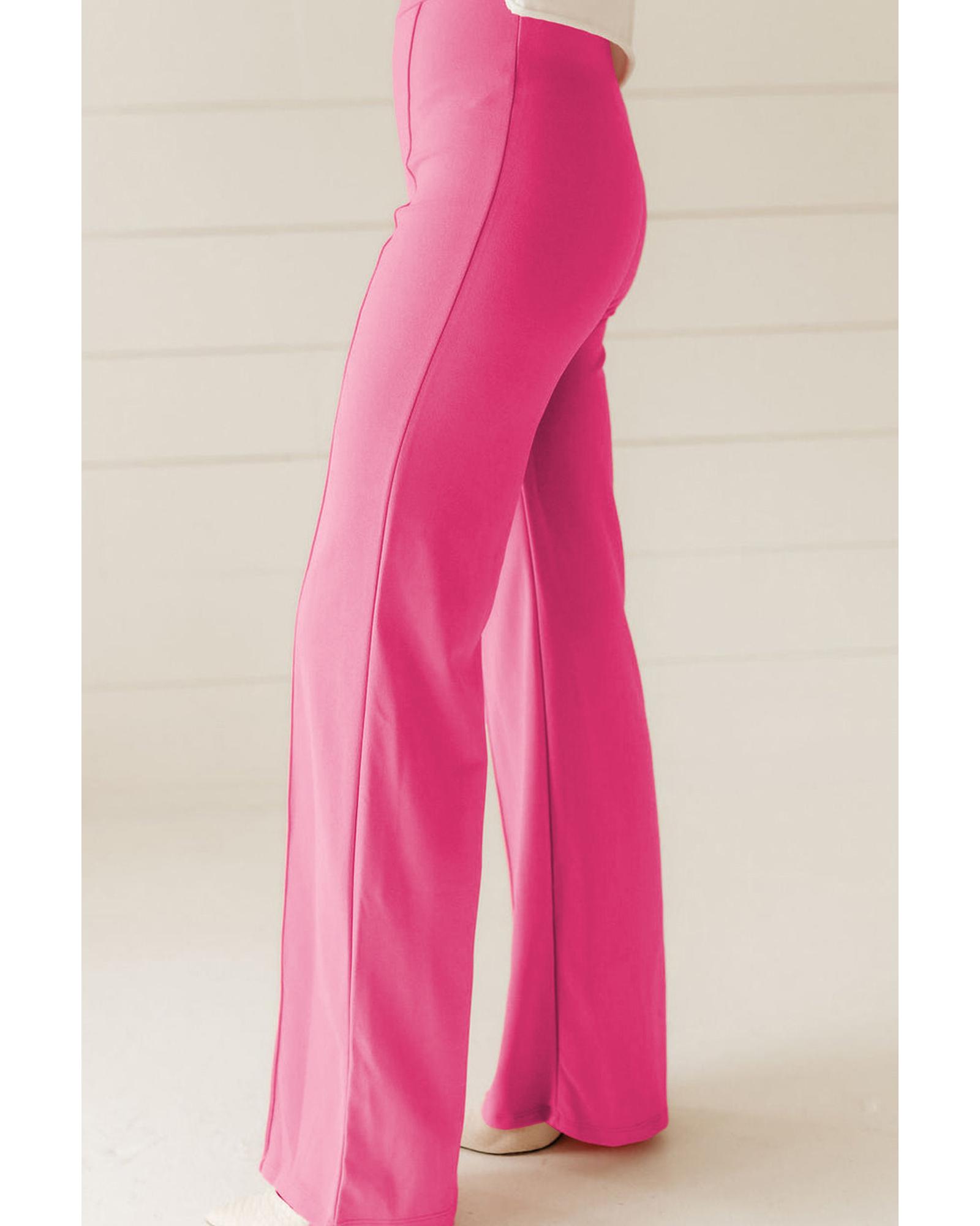 V539-AZEXDC7713002-P406-S-202506151010-00 Sachet Pink High Waist Central Seam Flared Pants - S - Image 1