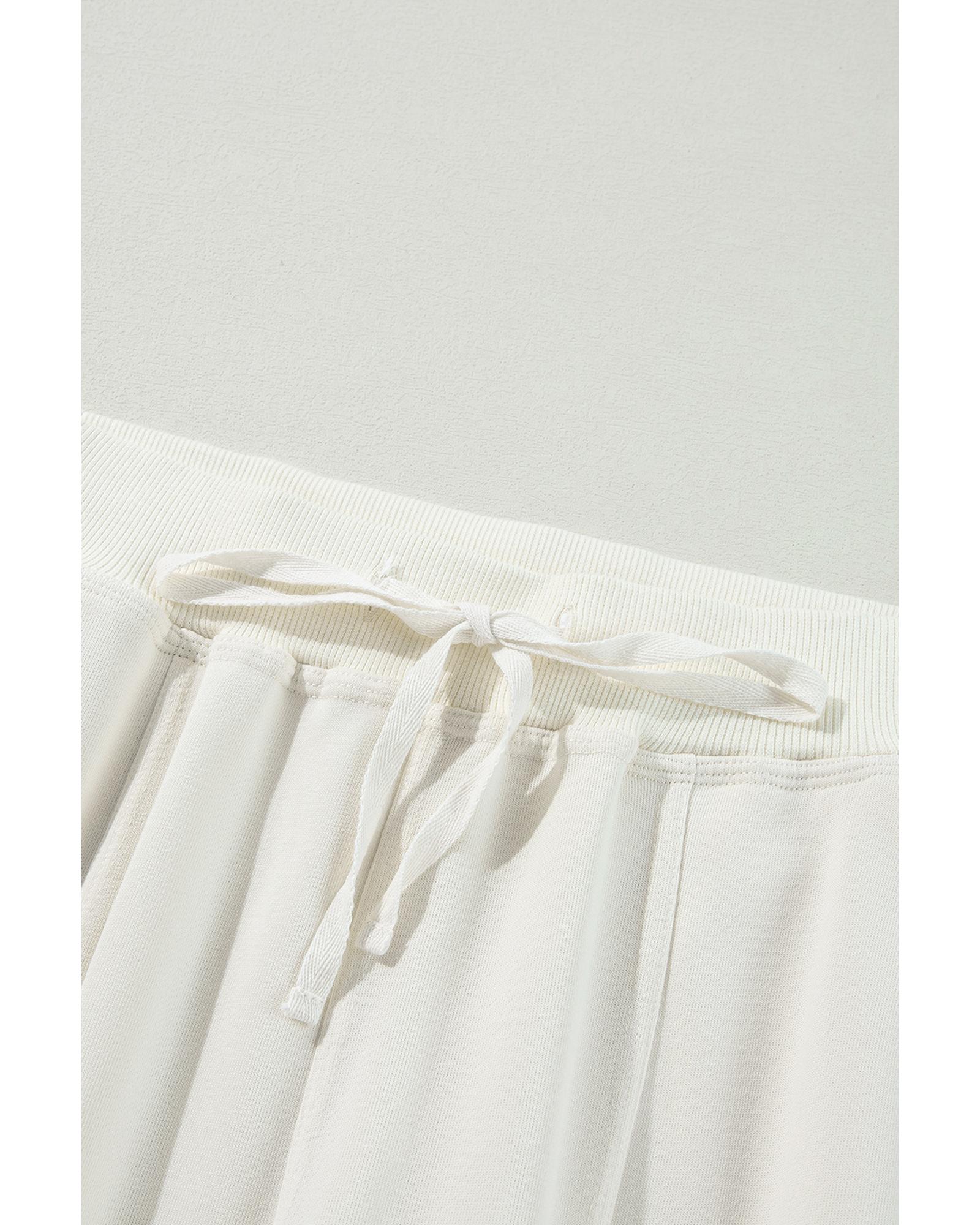 V539-AZEXDC7713038-P15-L-202508302240-00 Beige Plain Cargo Pockets High Waist Casual Sweatpants - L - Image 1