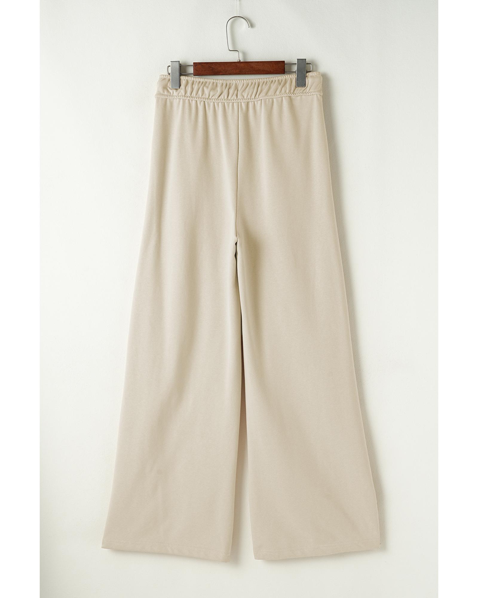 V539-AZEXDC7713192-P18-M-202508301820-00 Apricot Loop Drawstring Casual Wide Leg Pants - M - Image 1
