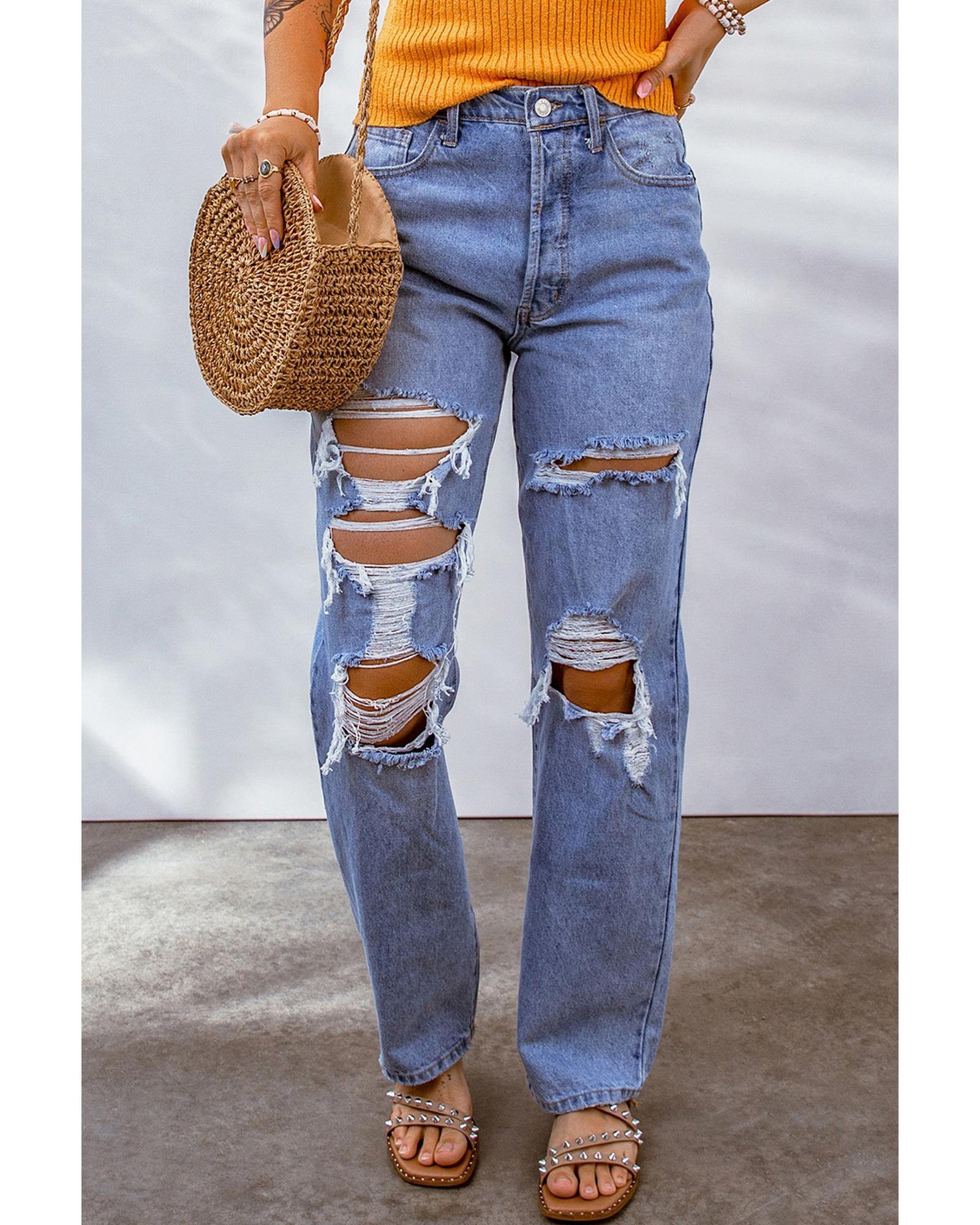 V539-AZEXDC7872217-4-16-202508251715-00 Azura Exchange Destroyed Boyfriend Jeans - 16 US - Image 1