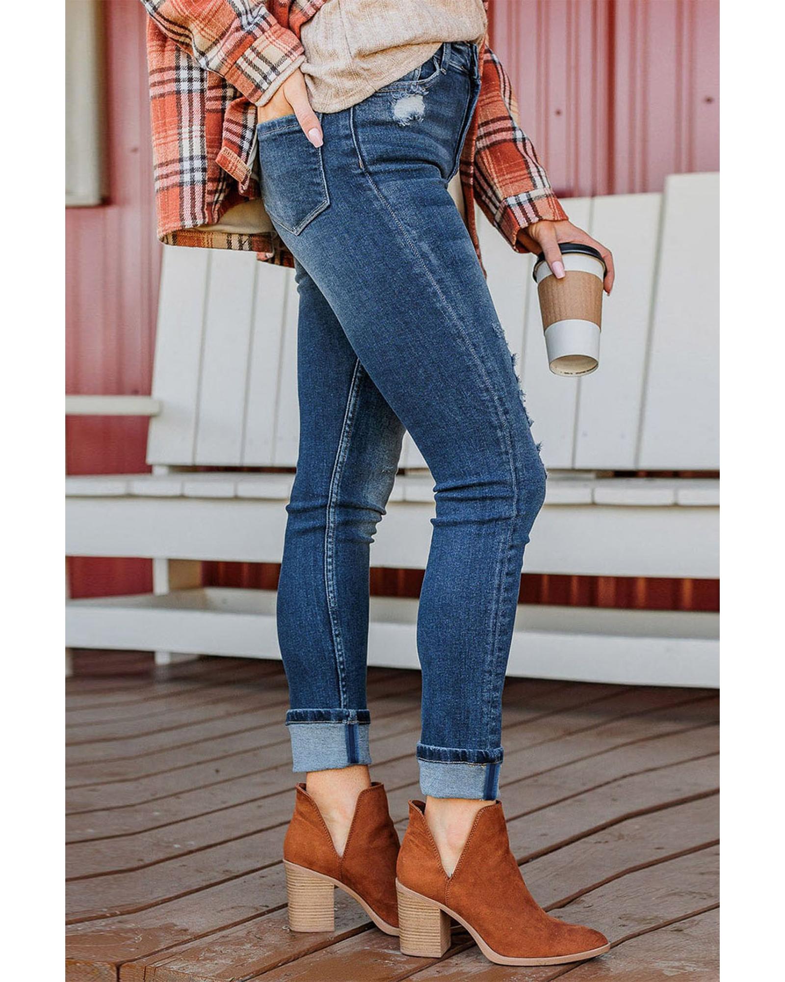 V539-AZEXDC7873975-5-12-202508260450-00 Azura Exchange Button Fly High Waist Skinny Jeans - 12 US - Image 1