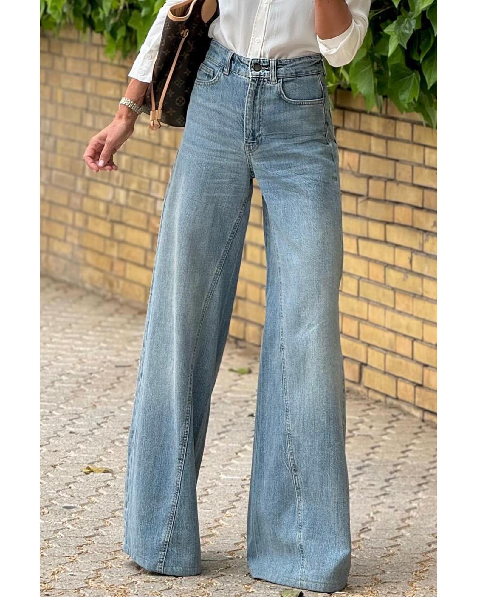 V539-AZEXDC7874968-P704-6-202506151152-00 Dusk Blue Acid Wash Extra Wide Leg High Waist Long Jeans - 6 US - Image 1