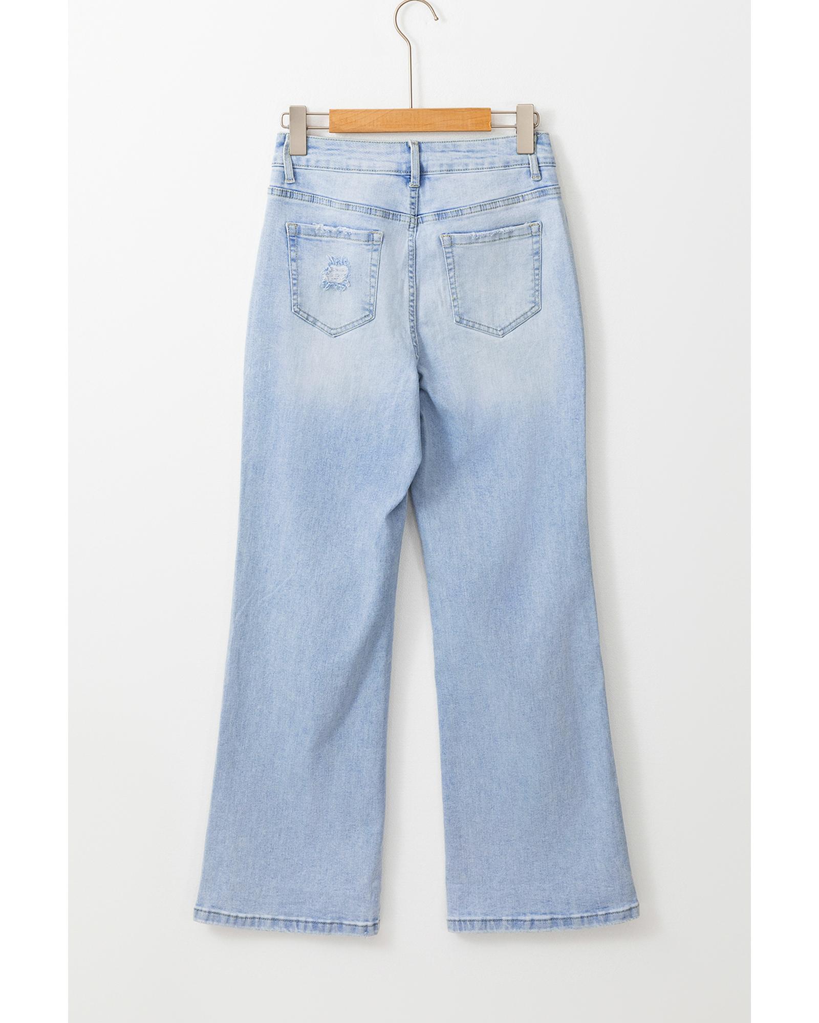 V539-AZEXDC7875035-P804-10-202508292345-00 Beau Blue Vintage Light Wash Distressed Flare Jeans - 10 US - Image 1
