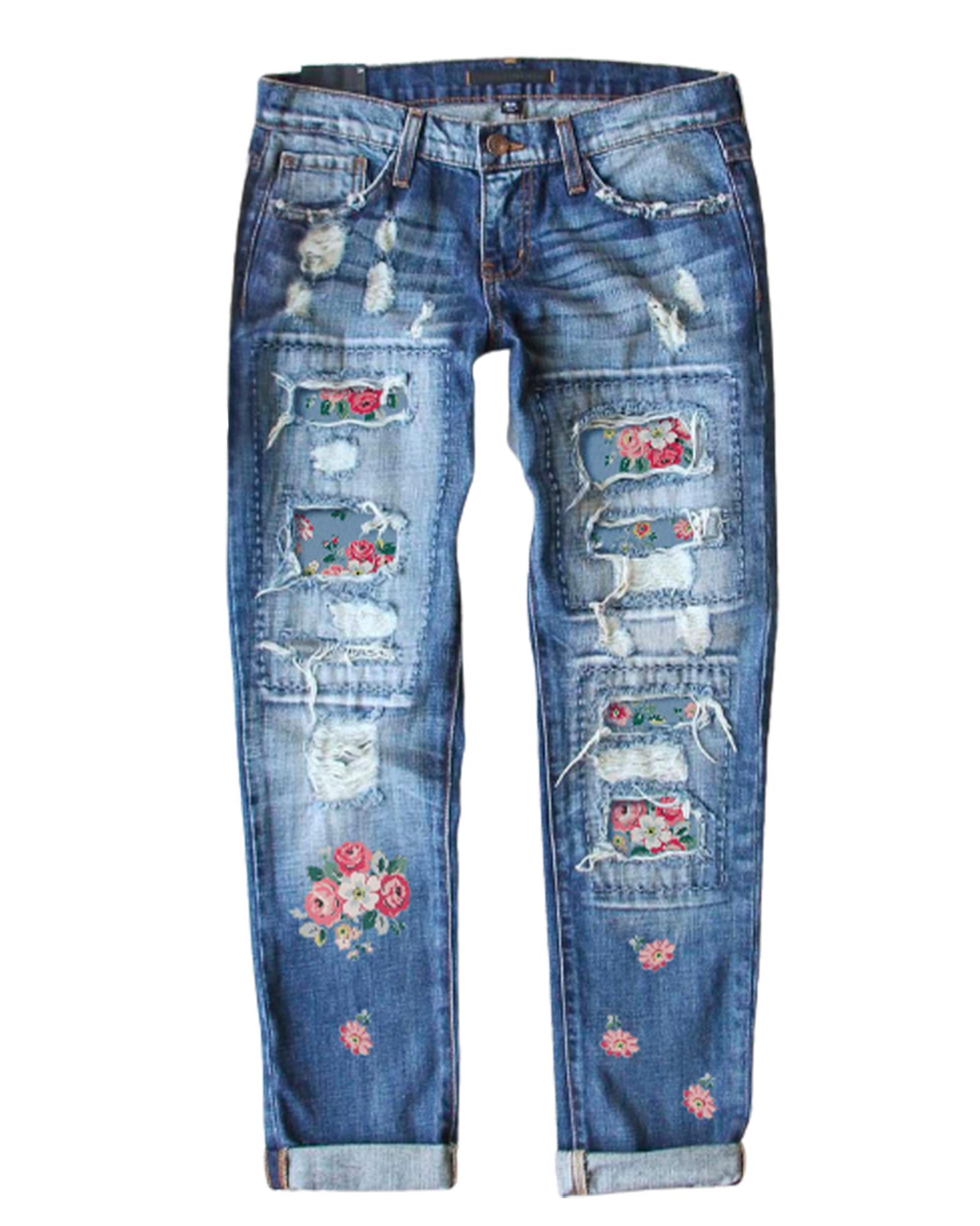 V539-AZEXDC787683-4-2XL-202508290645-00 Azura Exchange Contrast Distressed Mid Waist Jeans - 2XL - Image 1
