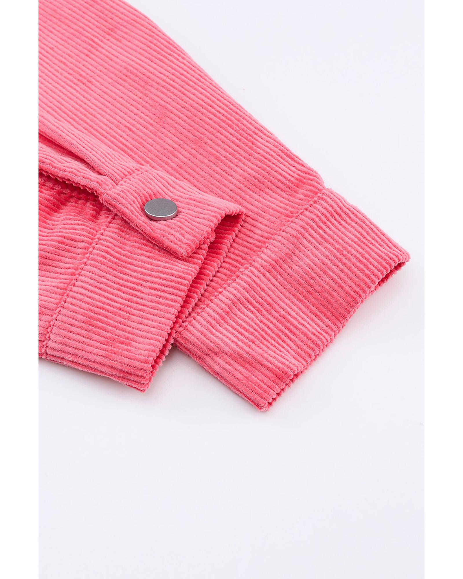 V539-AZEXDC8512760-10-XL-202508300200-00 Pink Buttoned Flap Pocket Corduroy Jacket - XL - Image 1