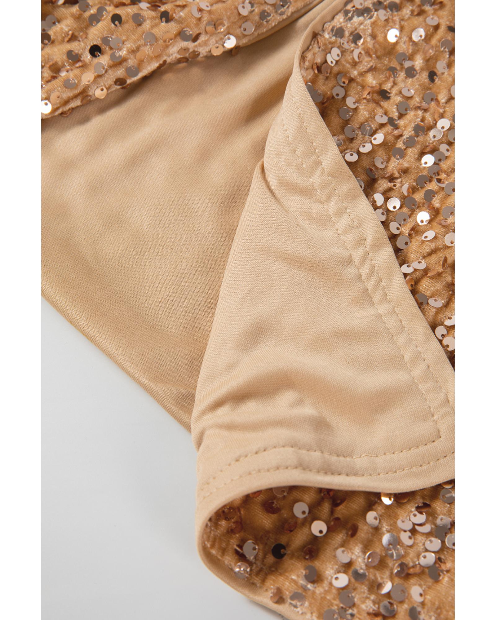 V539-AZEXDC8513325-P1018-L-202508280155-00 Golden Fleece Sequined Open Front Cropped Jacket - L - Image 1