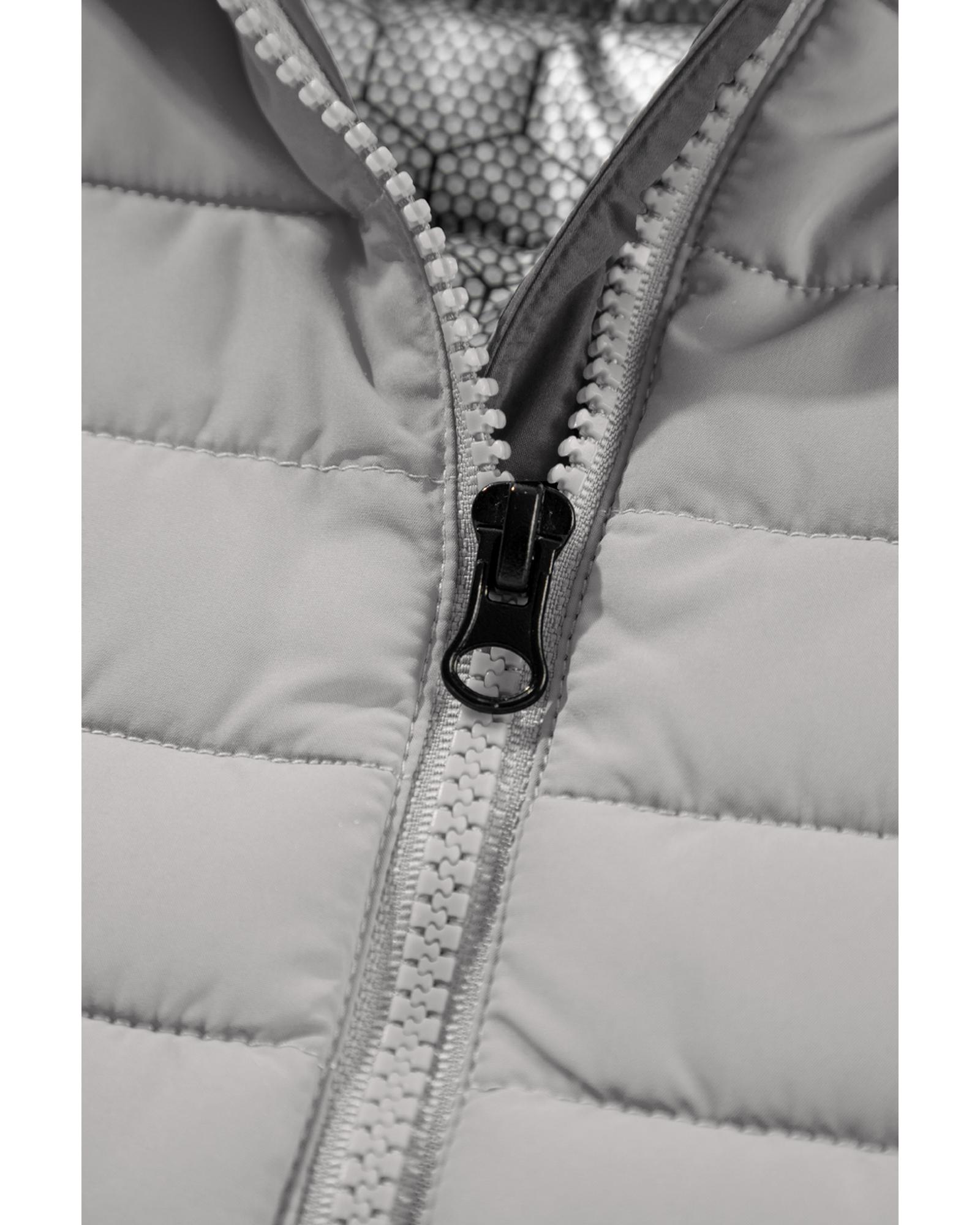 V539-AZEXDC853364-P13-2XL-202508301145-00 Silvery Plush Collared Quilted Zipped Puffer Vest - 2XL - Image 1